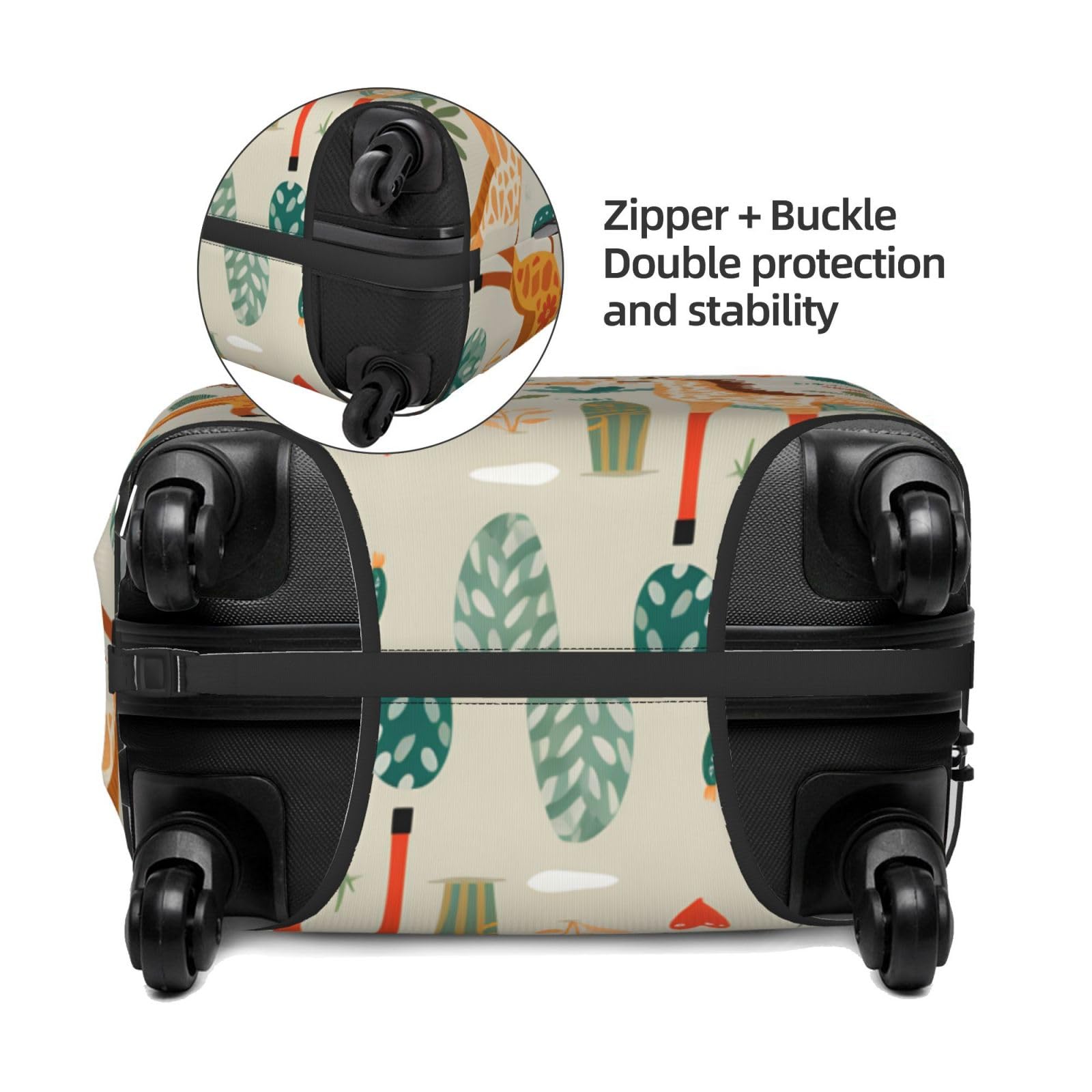 Fundas para Maletas, Funda Protectora for Maletas con diseño de Jirafa y Plantas Verdes de 18 a 32 Pulgadas(XL)