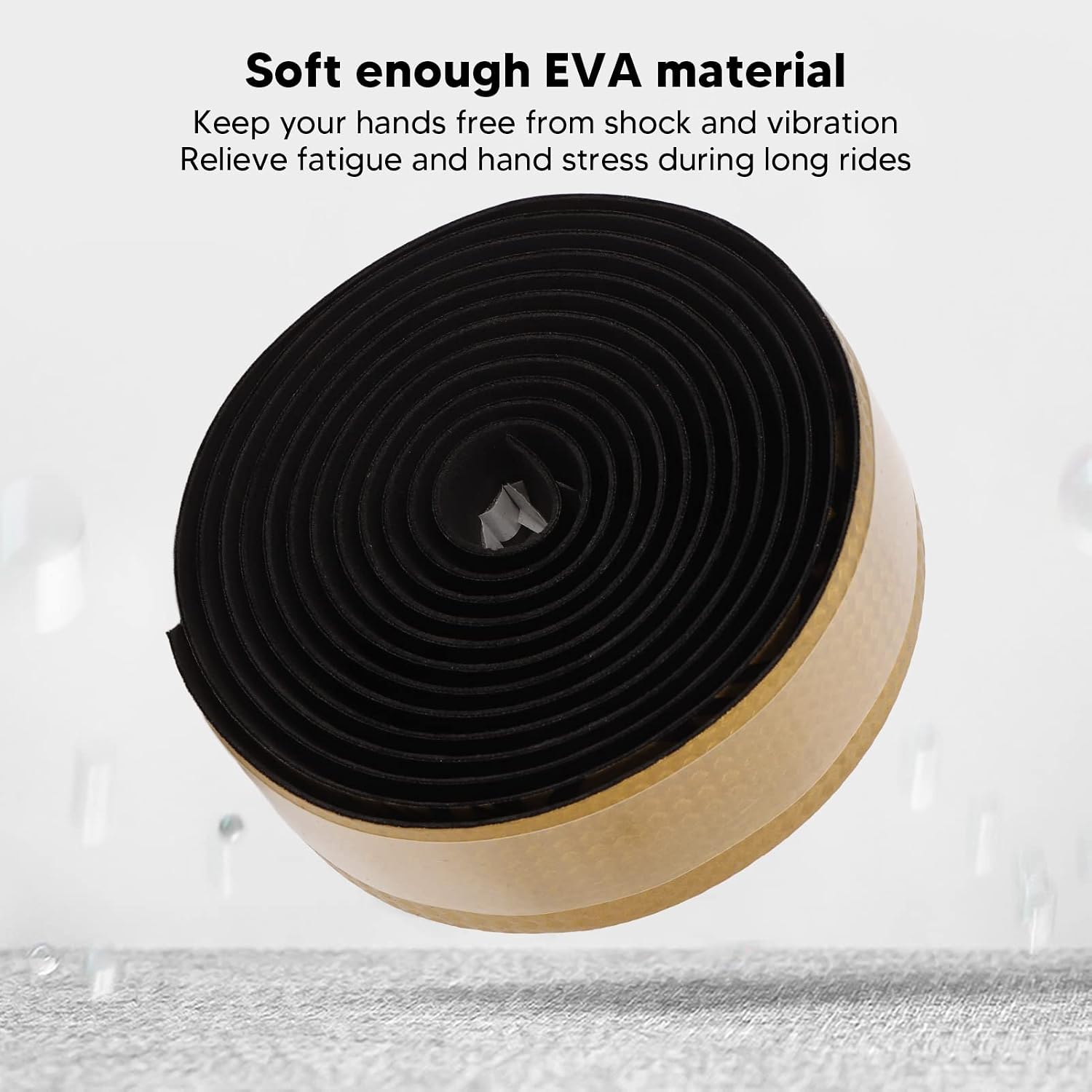 Handlebar Tape Water Tape Nonslip Relieve Stress on Hands Secure Grip Easy Installation Shock with Plugs for (Gold)