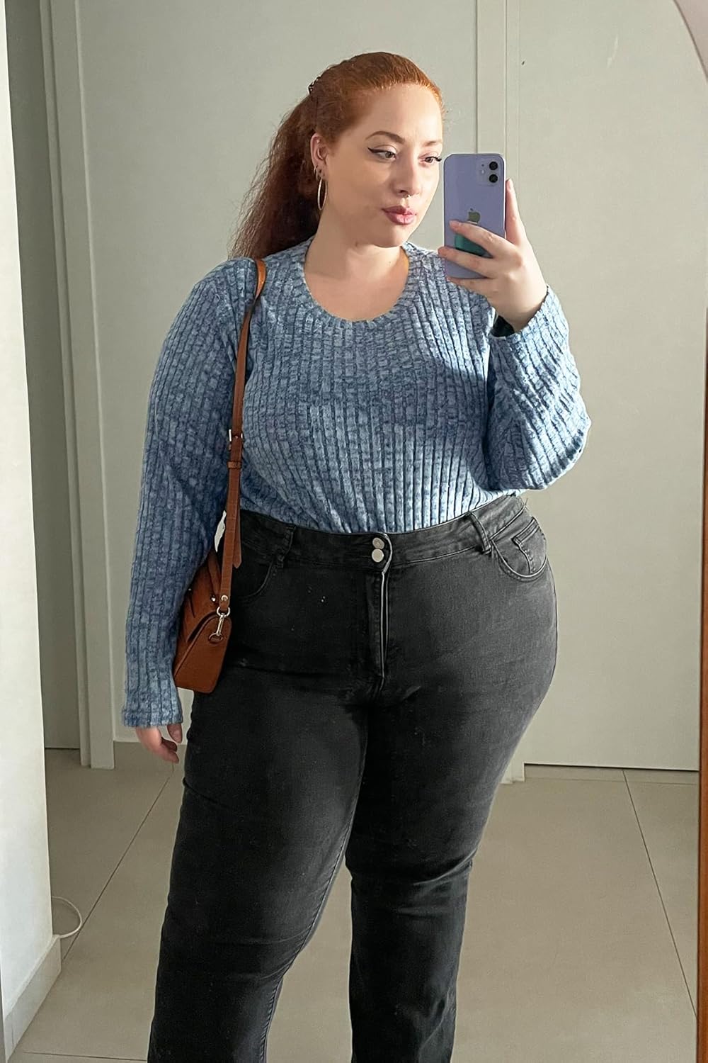 RITERA Plus Size Tops For Women Lightweight Sweater Round Neck Long Sleeve Shirts Tunic Fall Blouse - Image 3