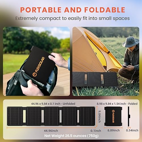 Miniatura 4 de FlexSolar - Cargadores solares portátiles de 40 W actualizados con PD2.0 USB-C, QC3.0 USB-A y salidas CC, plegables IP67, impermeable, emergencia,