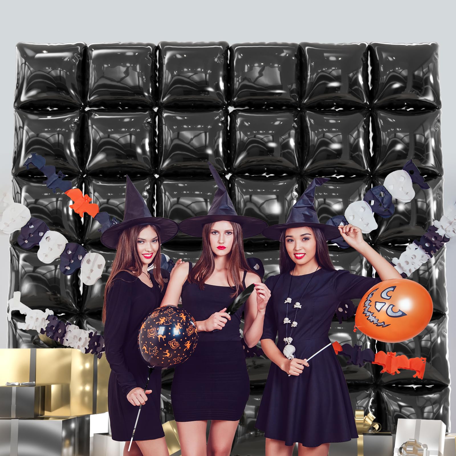 36pcs Pearl White Square Foil Balloons Backdrop Kit - 9.5ft White...