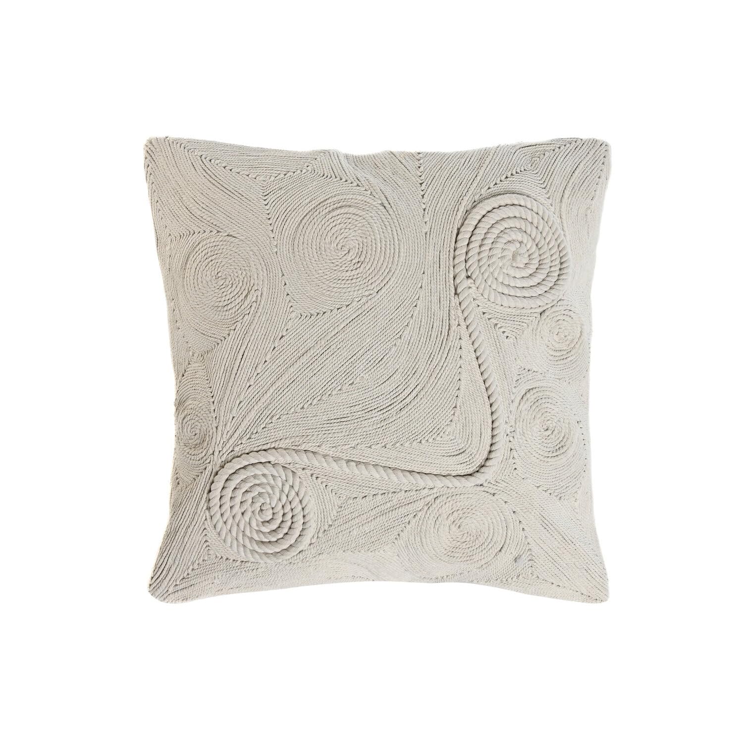 Coussin brodé main en coton blanc 45x45 cm élégance artisanale
