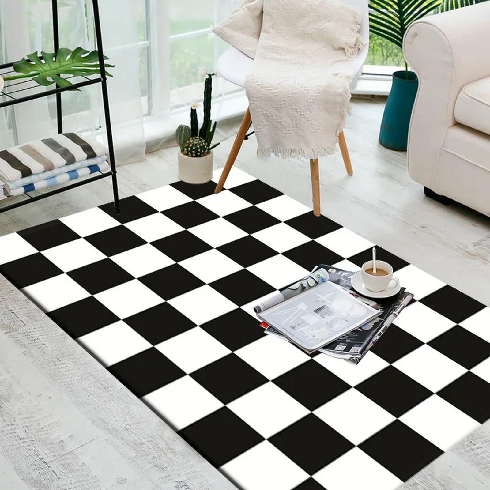 Tapis moderne chambre 120 x 160 cm à rayures géométriques avec support anti-dérapant