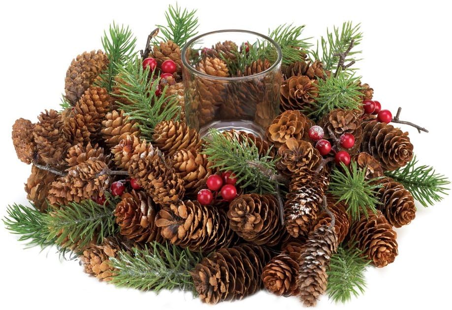 NEW PINE CONE WREATH CANDLE HOLDER WFM-10015490