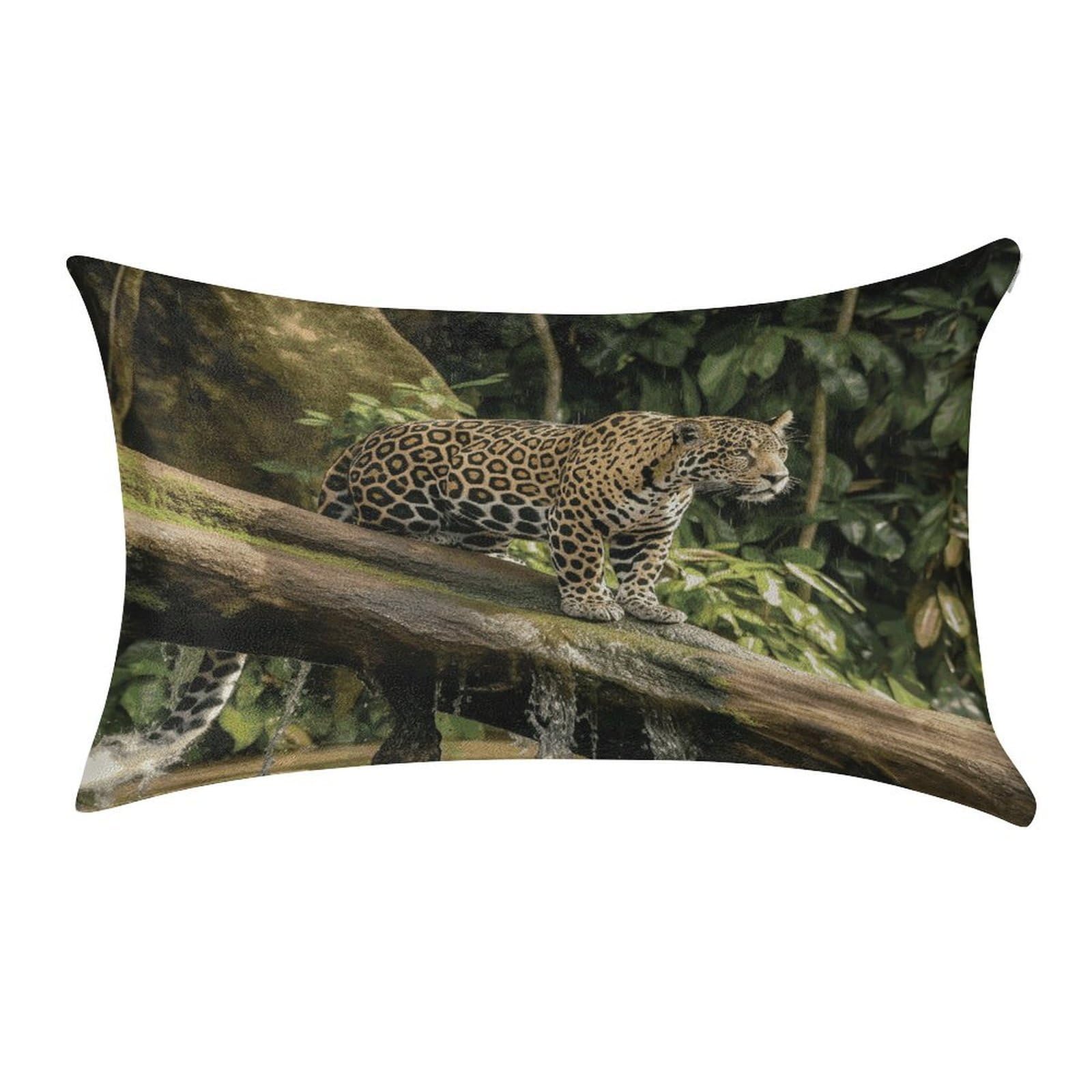 Fekiloot Style Jaguar Cat On Tree Trunk Waterfall Pillow Covers Home Decor Pillow Cases