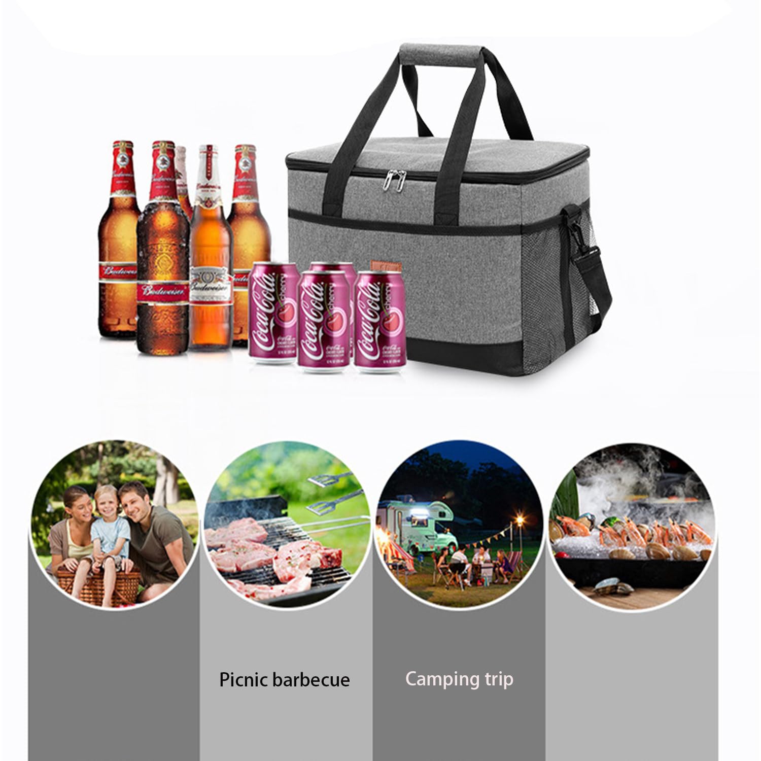 Lunch Box Isotherme, 36L Sac Isotherme, Lunch Bag Sac de Courses, avec Bandoulière Réglable, Pliable, Portable, Étanche, pour Pique Nique, Barbecue, Camping, Voyage