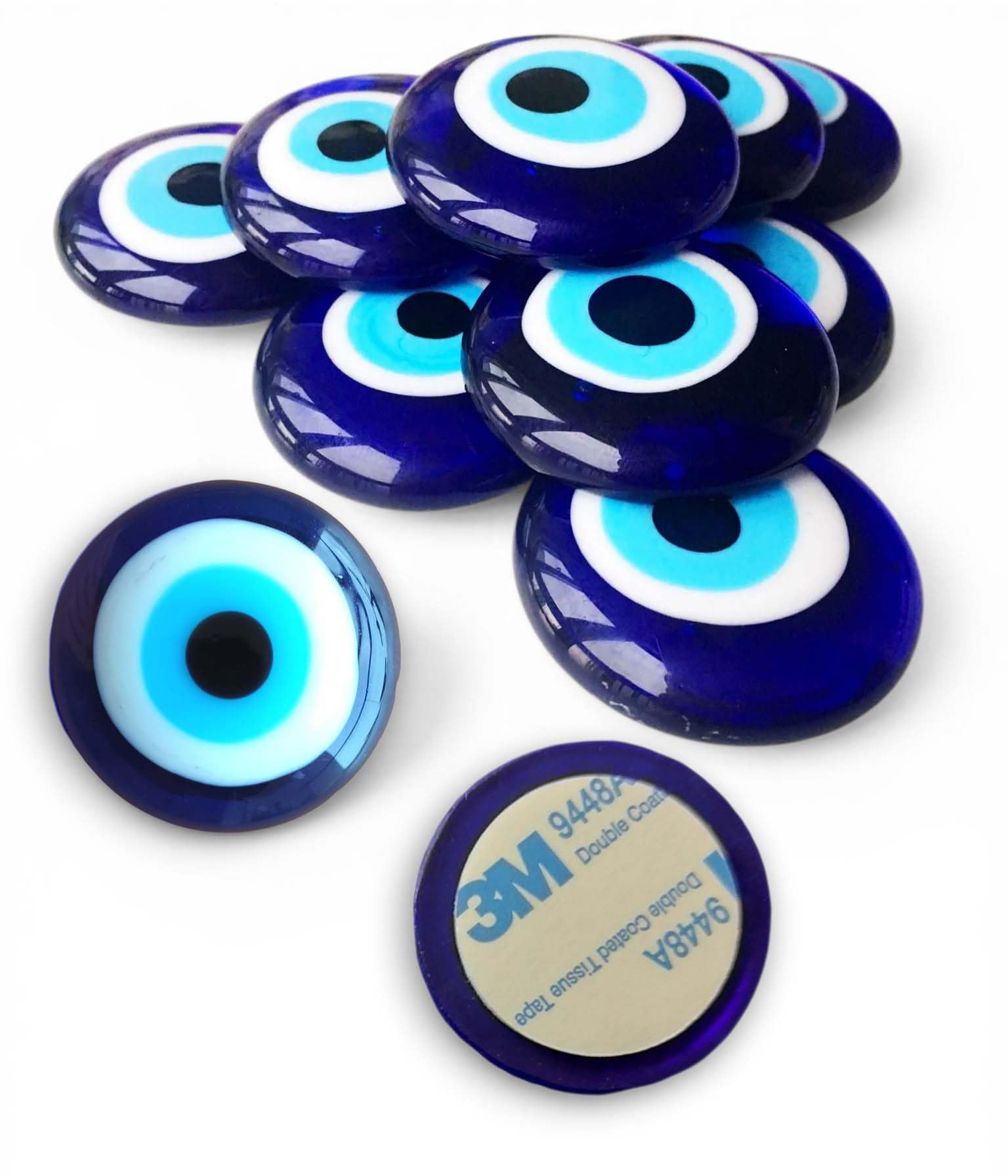 Evil Eye Nazar Battu for Home Entrance Door | Turkish Blue Evil Eye Protection Vastu | Nazar Suraksha Glass Bead Charm for Home, Office, Shop & Car | Self-Adhesive 3M Sticker | 40mm (Pack of 2)