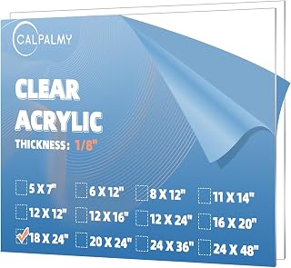 CalPalmy 2-Pack 1/8" Clear Plexiglass Sheets 18x24 Inch - Cuttable Acrylic for Crafts, Signs, Displays, Sneeze Guards