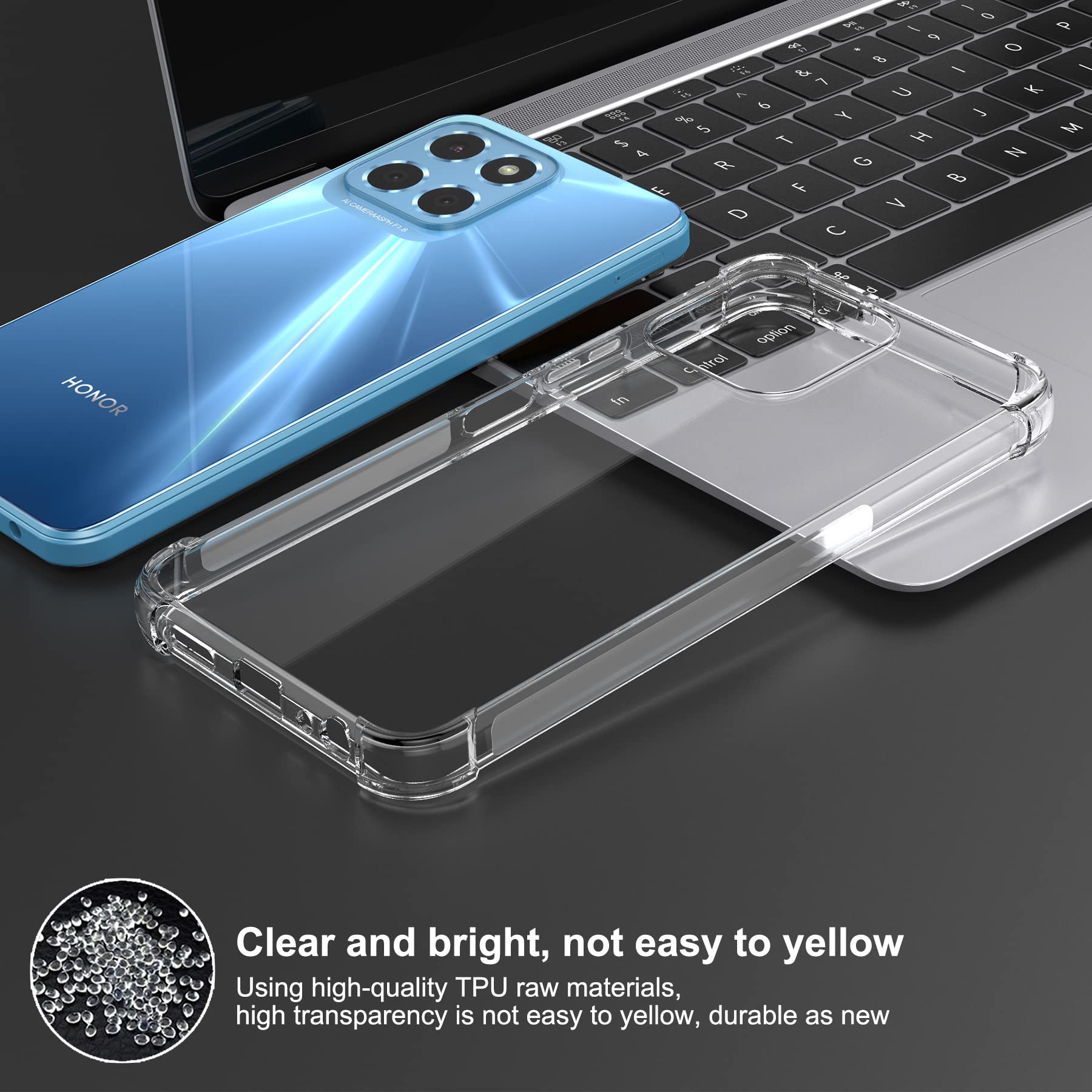 TUUTPU Cover per Honor 90 5G, Custodia Trasparente per Ultra Sottile Silicone TPU Morbido con