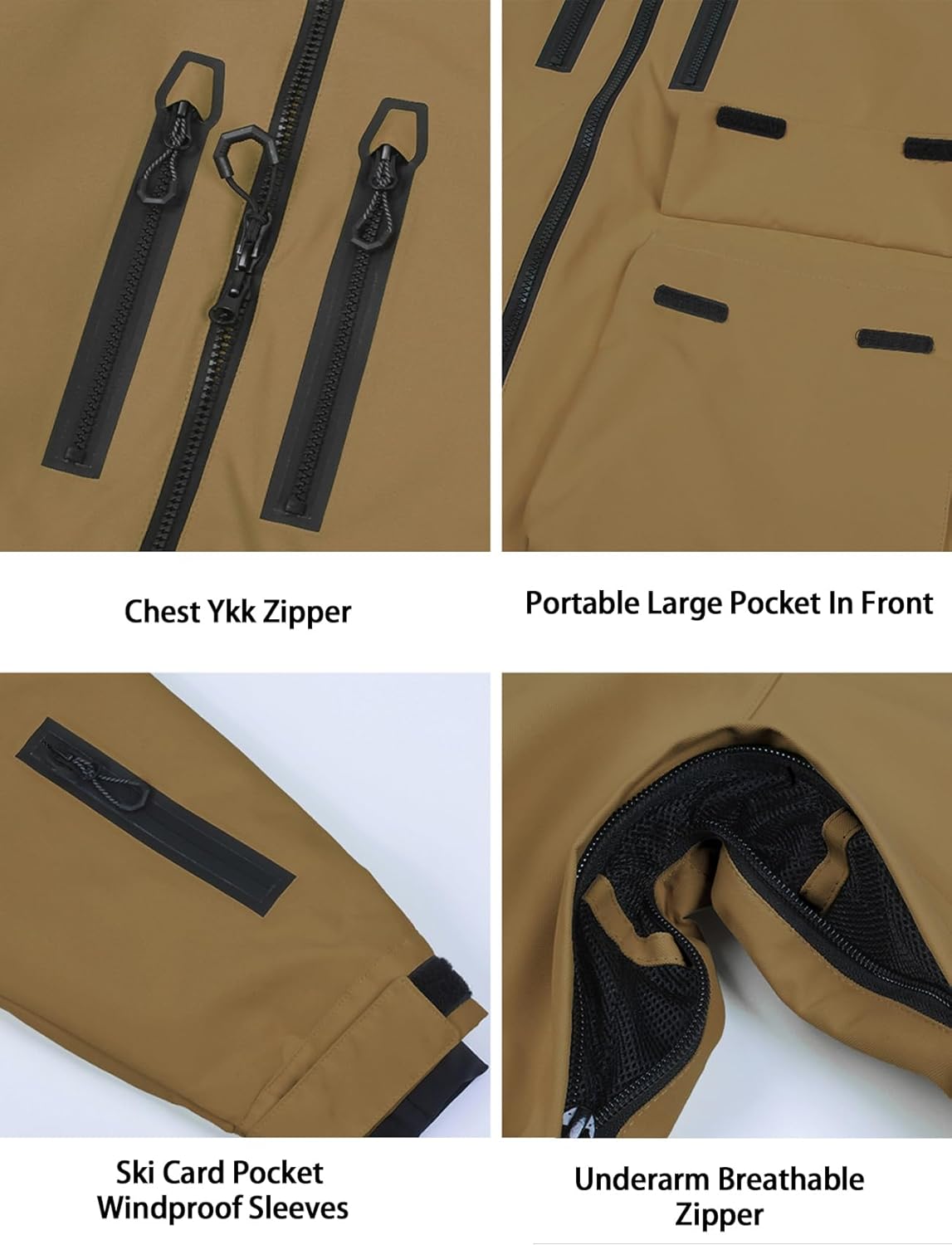 GSOU SNOW Men's Ski Jacket Snowboard Snow Coat Waterproof Windproof Insulated Winter Mountain Outdoor Sports Fixed Hooded - Image 5