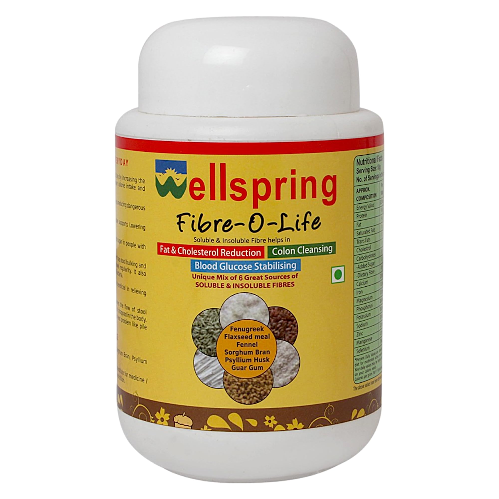 Wellspring Fibre-O-Life - Flaxseed, Fenugreek, Psyllium Husk Fibre Mix (300 g Pack)