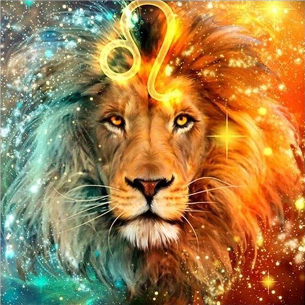 5D Diamond Painting Kits Full Drill DIY Lion Diamond Paintings Art Crystal Rhinestone Embroidery Pictures Cross Stitch Arts Crafts for Home Wall Decor 12x16inch (Lion)