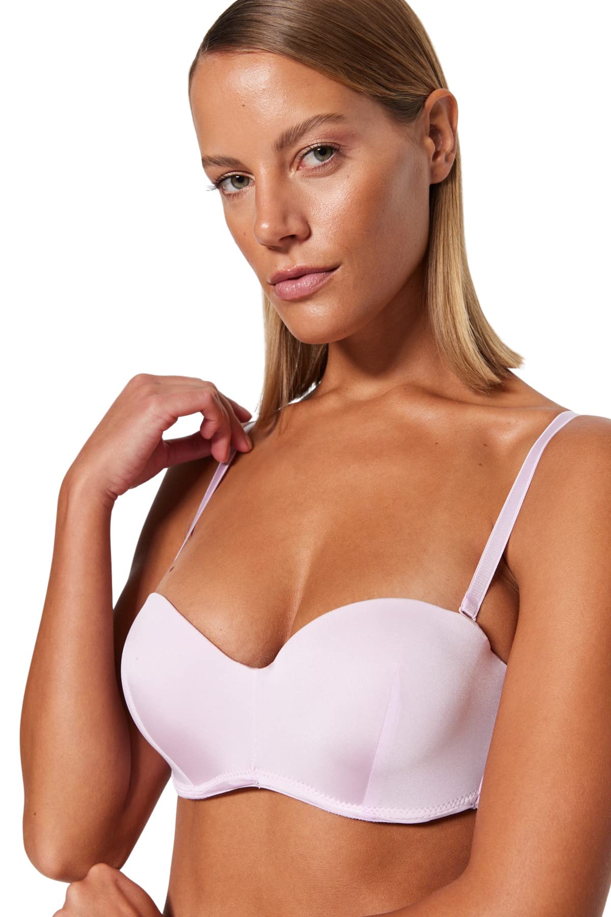 Trendyol Women's Underwear Reinforced/Push-up Knit Bra, Light Pink, B
