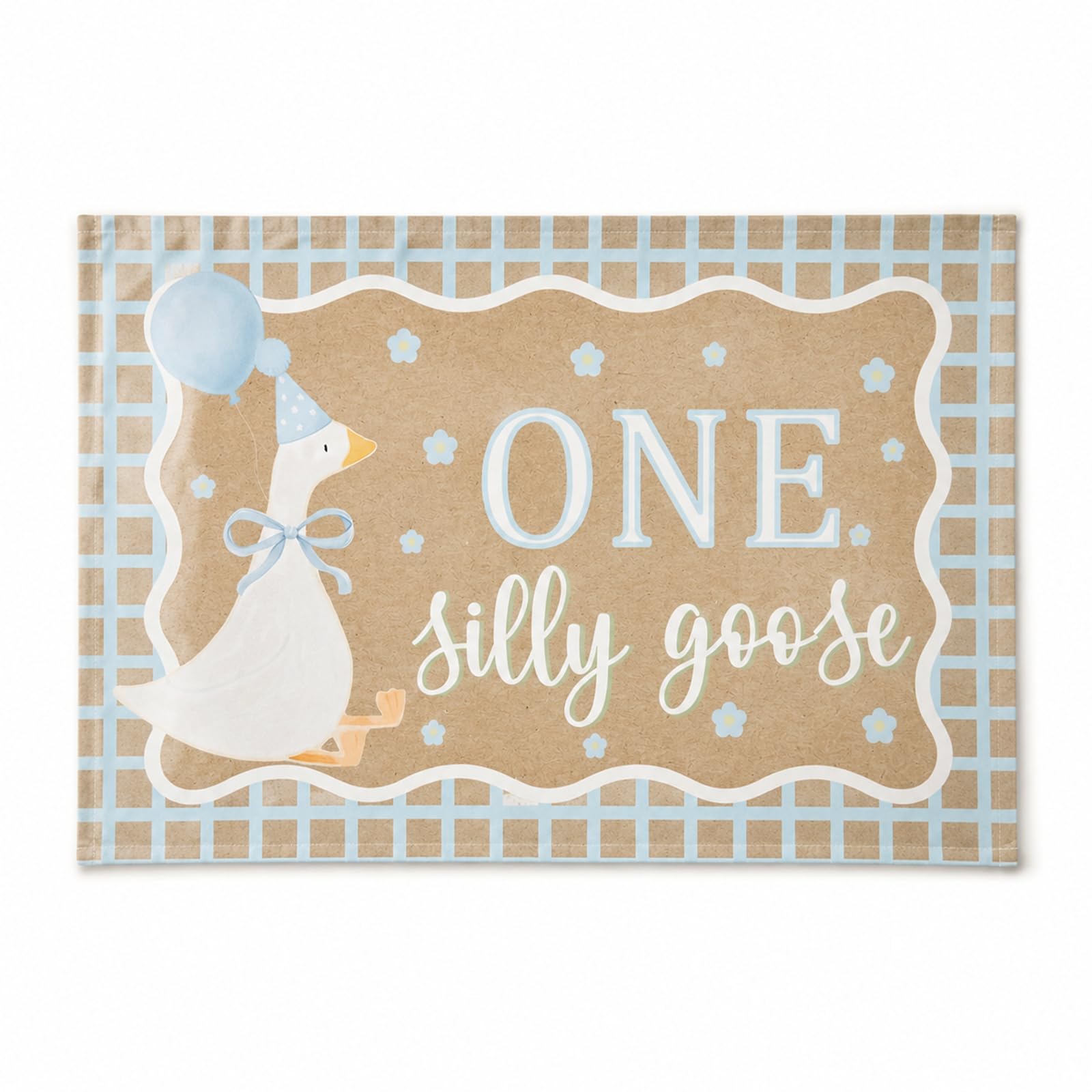 Domefahaso One Silly Goose Backdrop Banner, Goose Birthday Decor Cloth Banner for 1st Birthday Photo Shoot & Party Decorations(Blue)