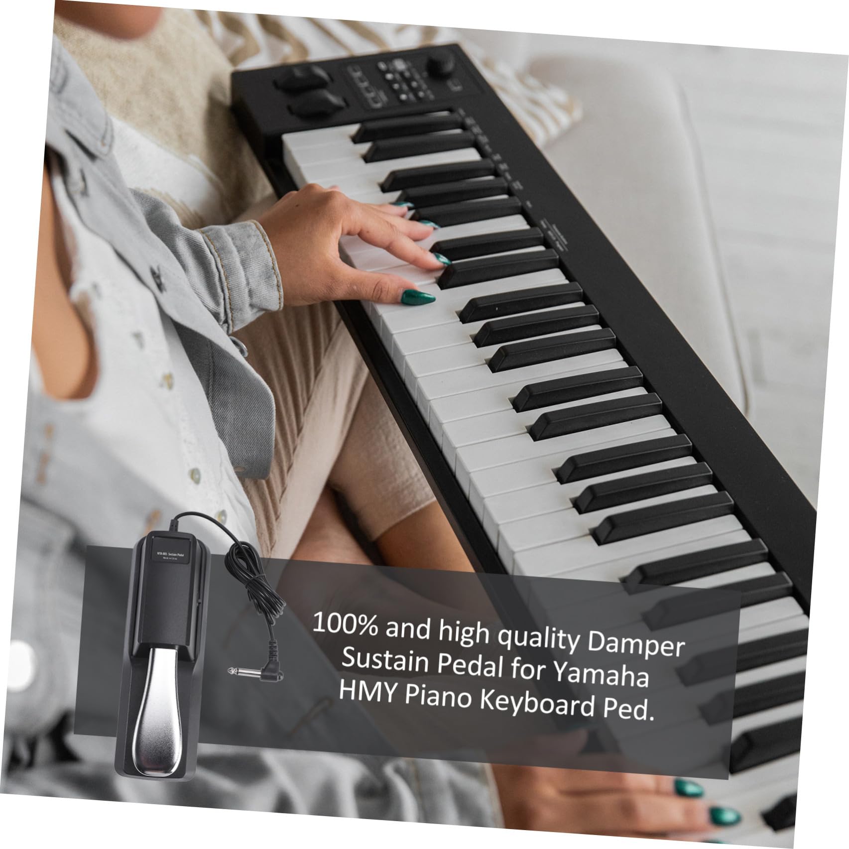 Pedale Sustain per Tastiera Cherub 005 Nero a Polarità Commutabile | Plastica Rigida e Metallo Cromato, Compatibile Tutte le Tastiere Elettriche, Accessori per Pianoforte
