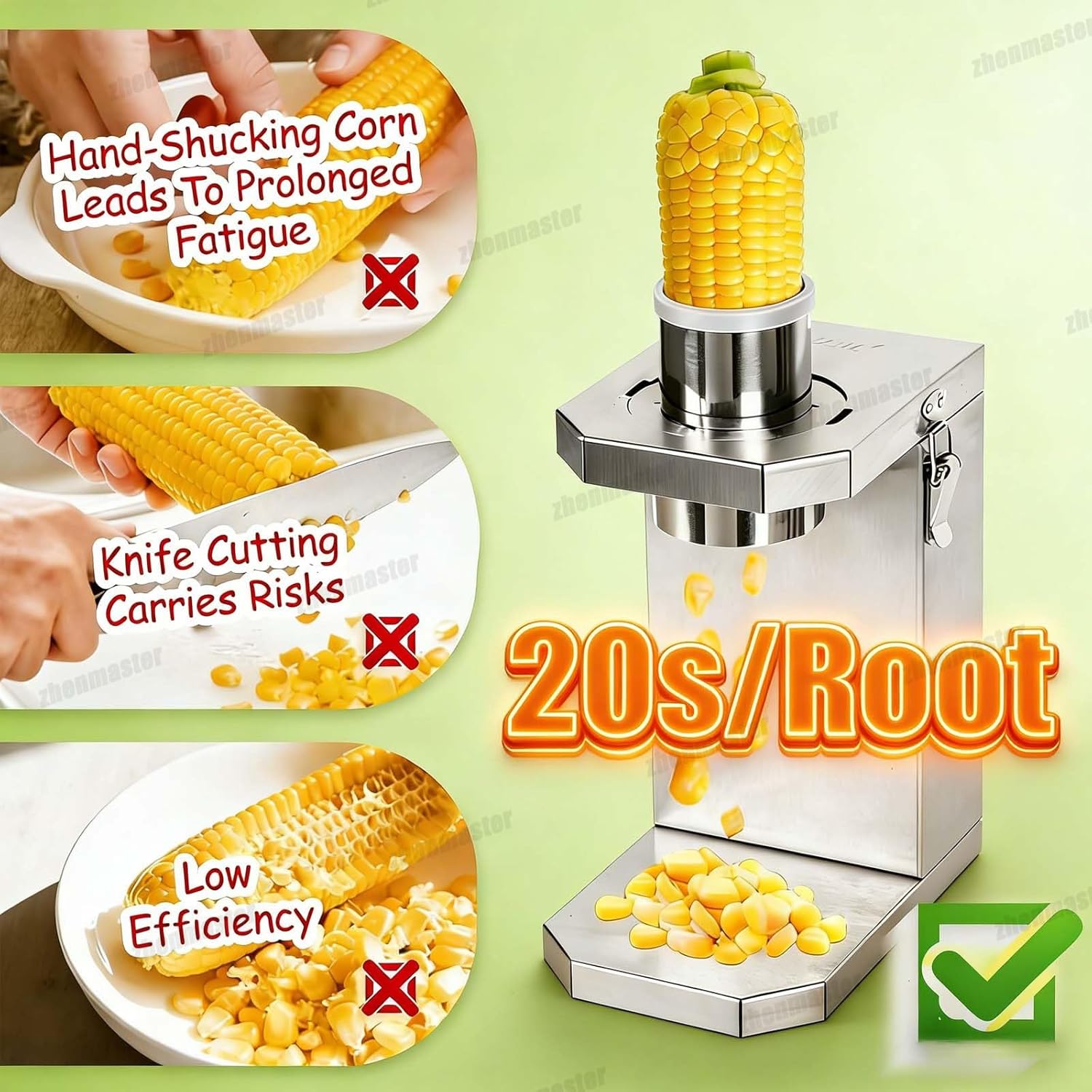 40W Corn Kernel Remover, Electric Corn Stripper With 6.5cm Chute, High Threshing Rate For Both Fresh & Cooked Corn, Space-Saving Appliance For Home, Cafe & Food Prep