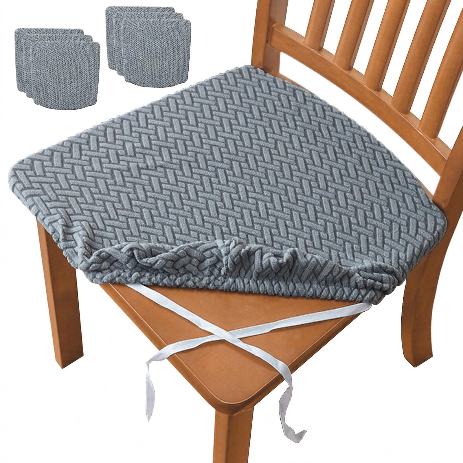 CKUESM 6 PCS Dining Chair Protectors, Seat Covers for Chairs Dining Chair Slipcovers High Stretch Chair Seat Covers Washable Slipcovers Seat Protector for Kitchen,Banquet Party Hotel