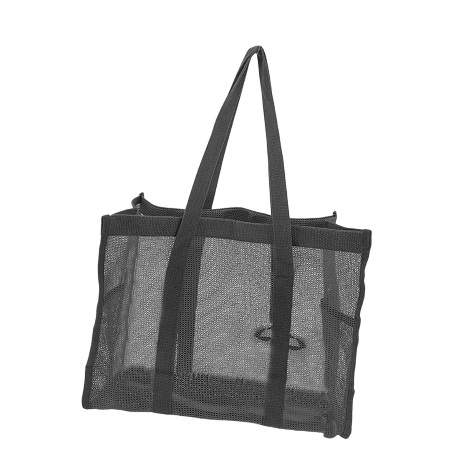 LOVIVER Borsa da doccia in rete, organizer da bagno, 14,57x11,81x6,69 pollici, portatile, ad asciugatura rapida, per palestra, bagno, nuoto, Nero