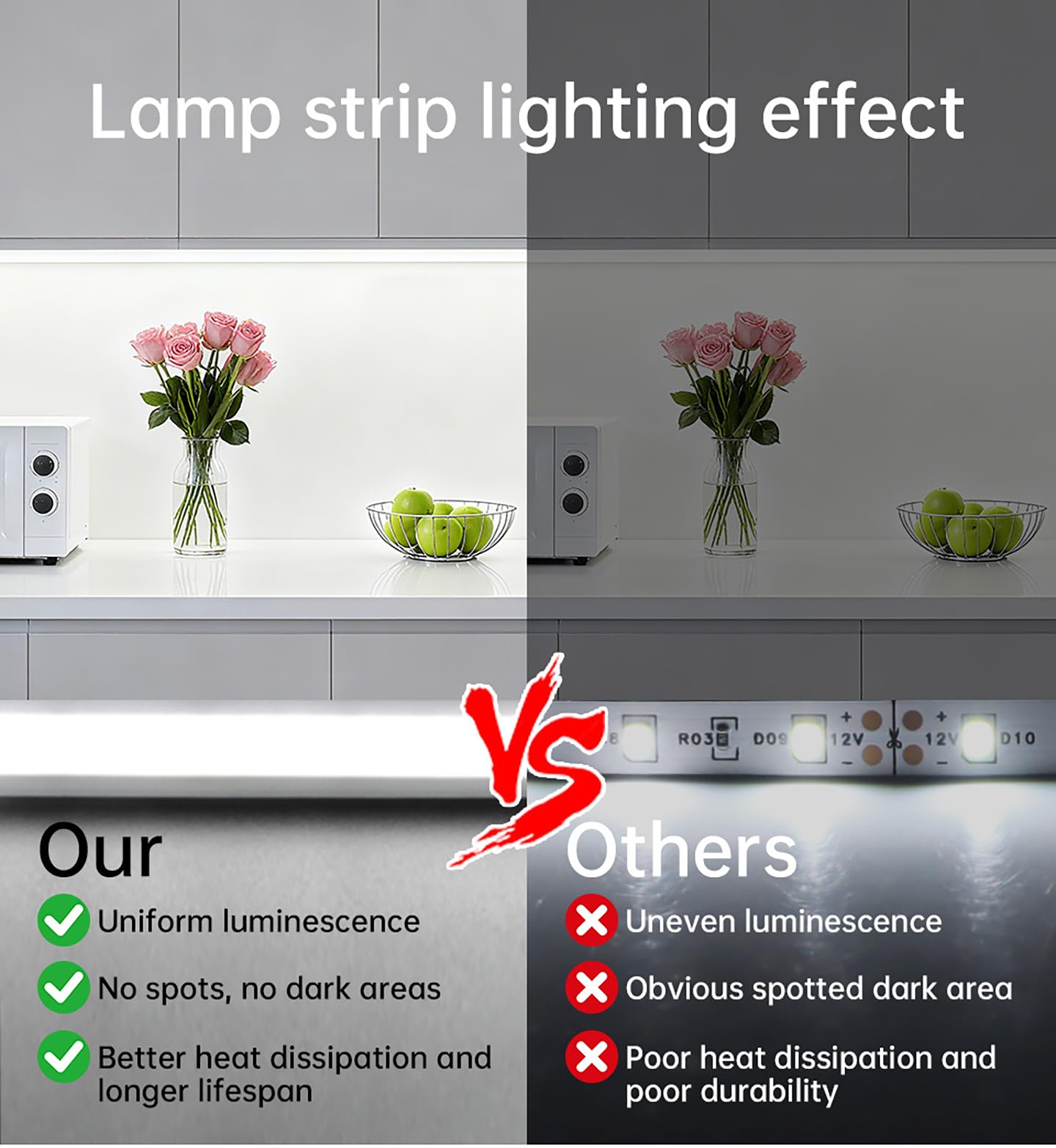 Tira LED COB 10m 24V regulable con fuente de alimentación Tira LED 280 LED/m 3000 K blanco cálido Compatible con Alexa Autoadhesiva Iluminación LED COB para armarios escaleras pasillos,4500k,10M