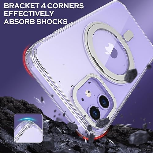 Miniatura 6 de YINLAI Funda para iPhone 11 Pro Max, magnética compatible con Magsafe con soporte de anillo giratorio de 360, soporte invisible, delgada,