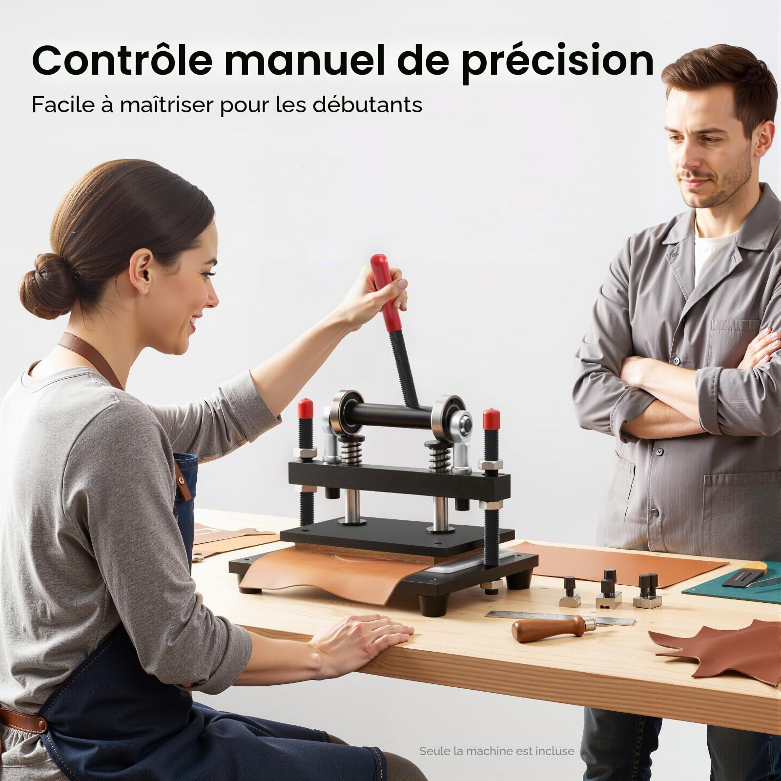 Machine manuelle de découpe en cuir, presse à tôles en acier de 12 mm, machine à embosser et à poinçonner, machine de découpe et d’embossage pour cuir, plastique, PVC, caoutchouc, papier, plaques en