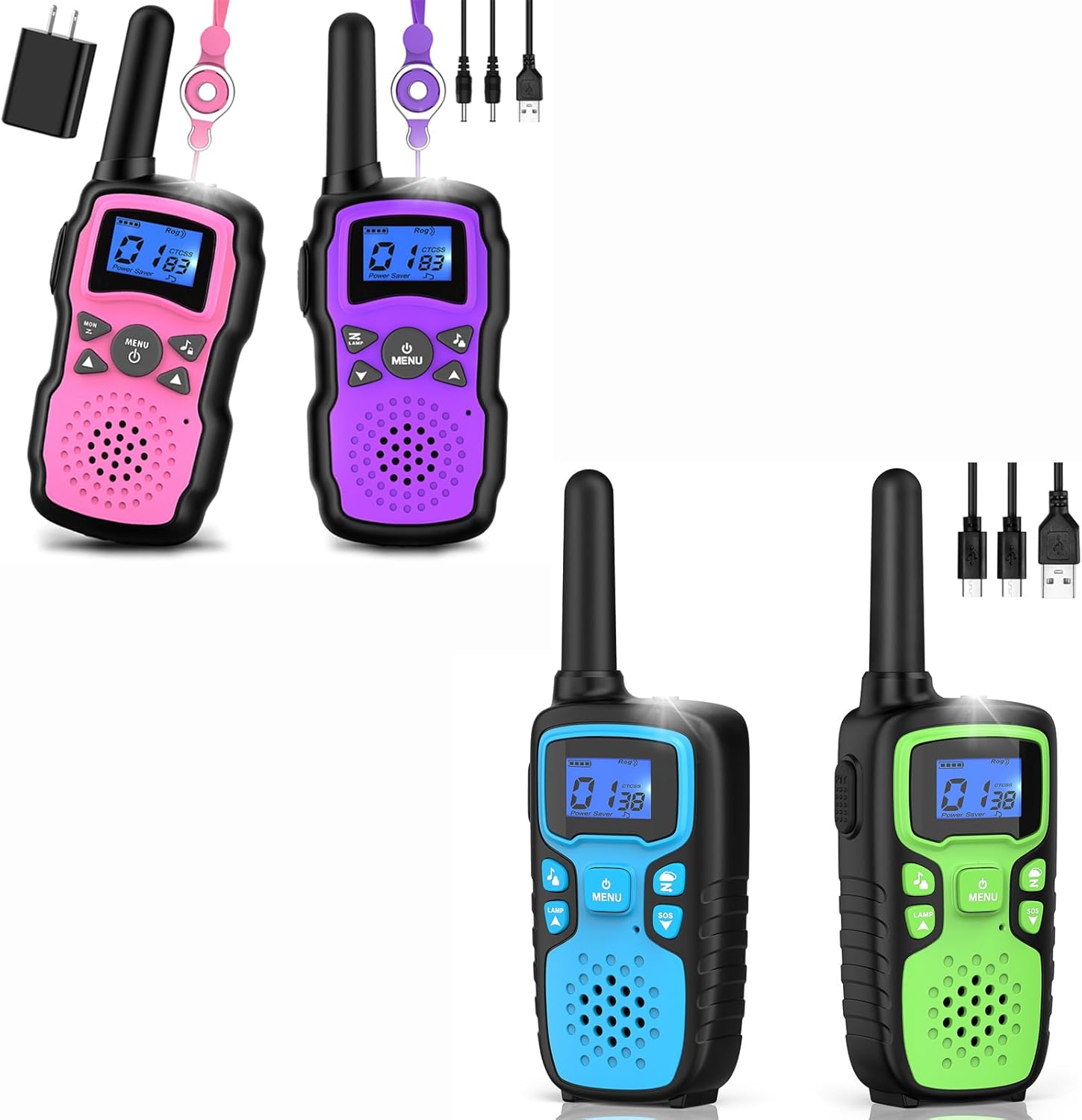 Wishouse Walkie Talkies for Kids Adults Long Range Rechargeable,Xmas Birthday Gift for 3 4 5 6 7 8 9 10 Year Old Boys Girls,Hiking Camping Gear Cool Toys 4 Pack