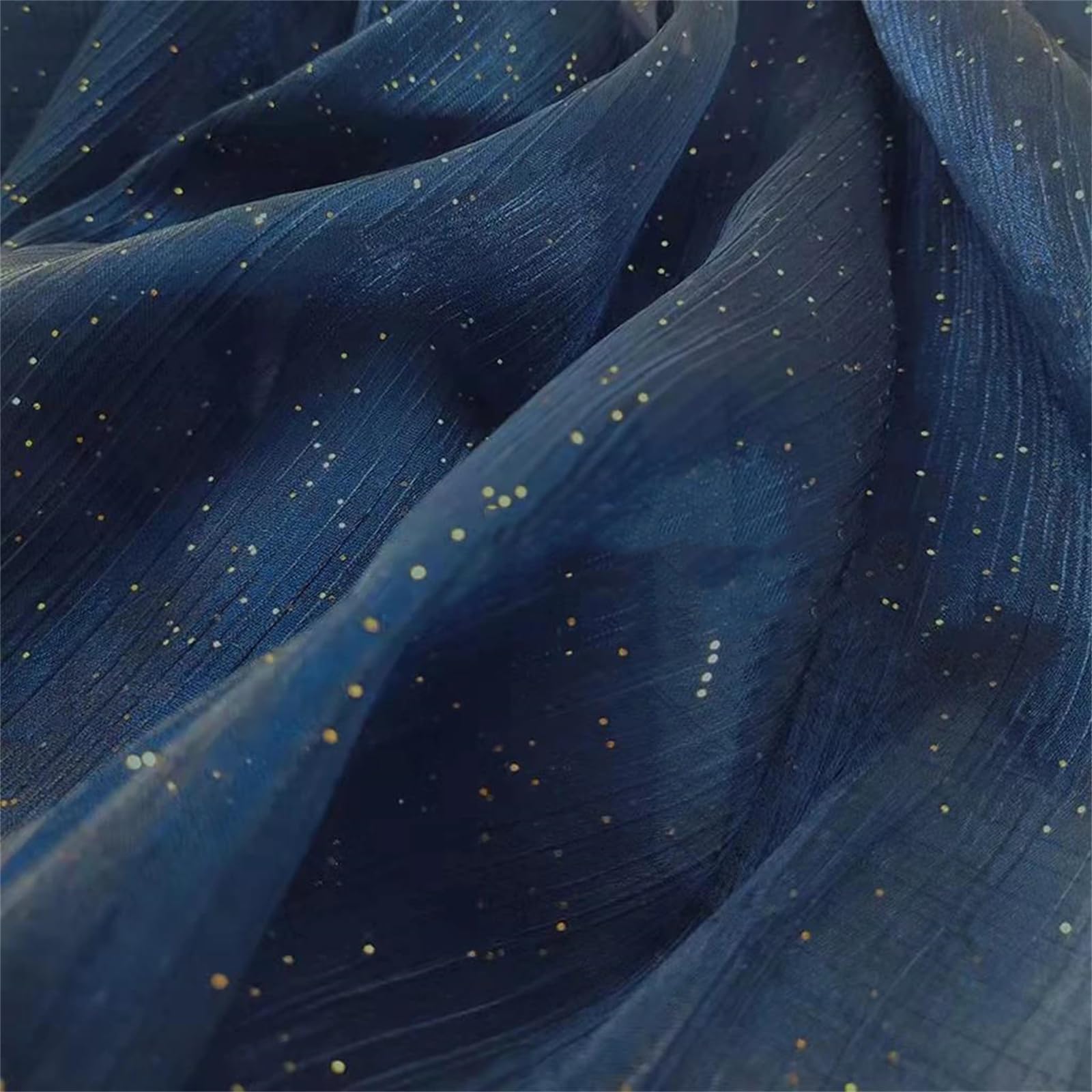 Organza Fabric, Glitter Organza Fabric Multicolor 100cm x 150cm for Sewing(Noble Blue)