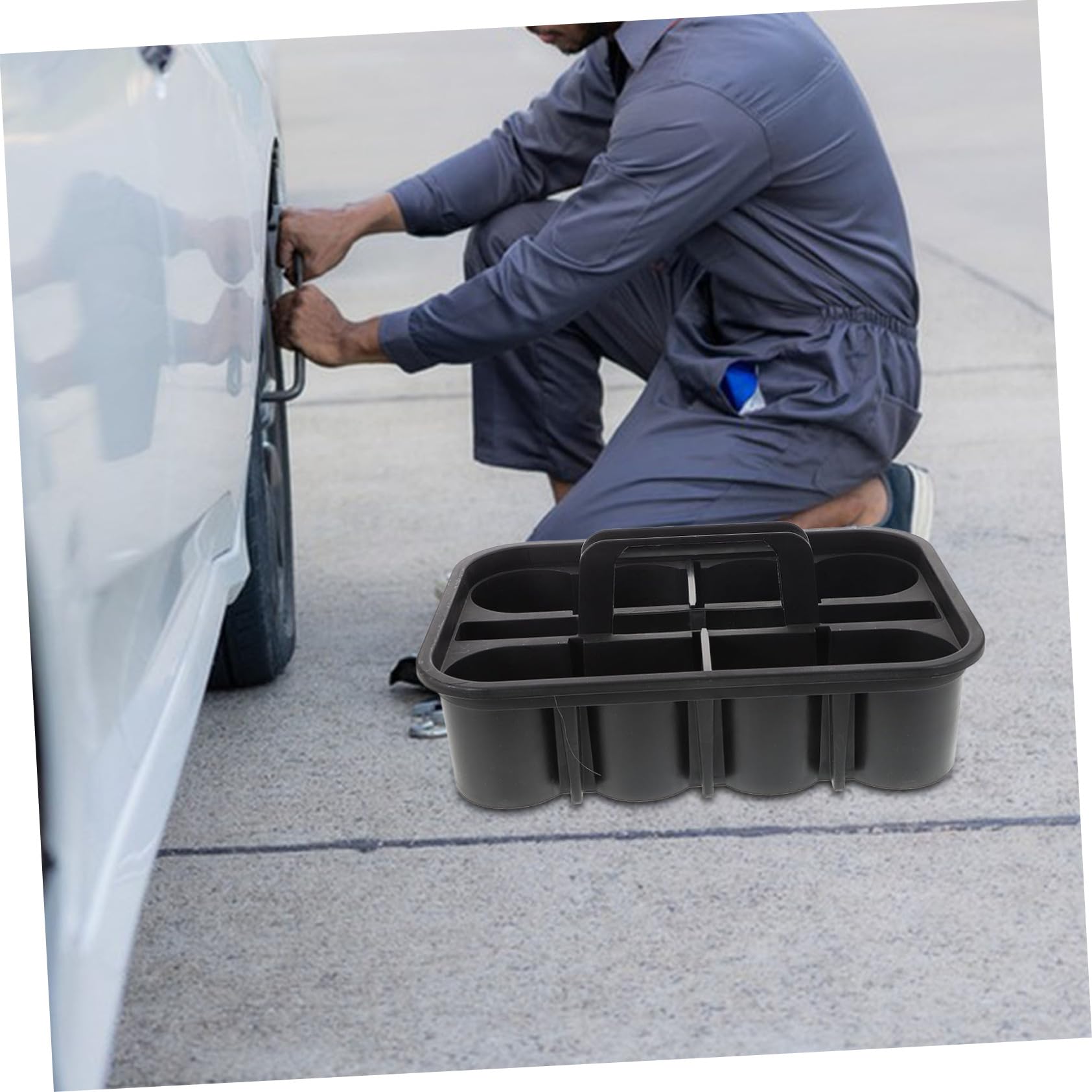 Cesta De Herramientas De Limpieza Del Coche Suministros De Lavado De Autos Cesta De Limpieza Soporte Para Botella De Spray Organizador De Coche Para Cosas De Bebe Grey Páginas