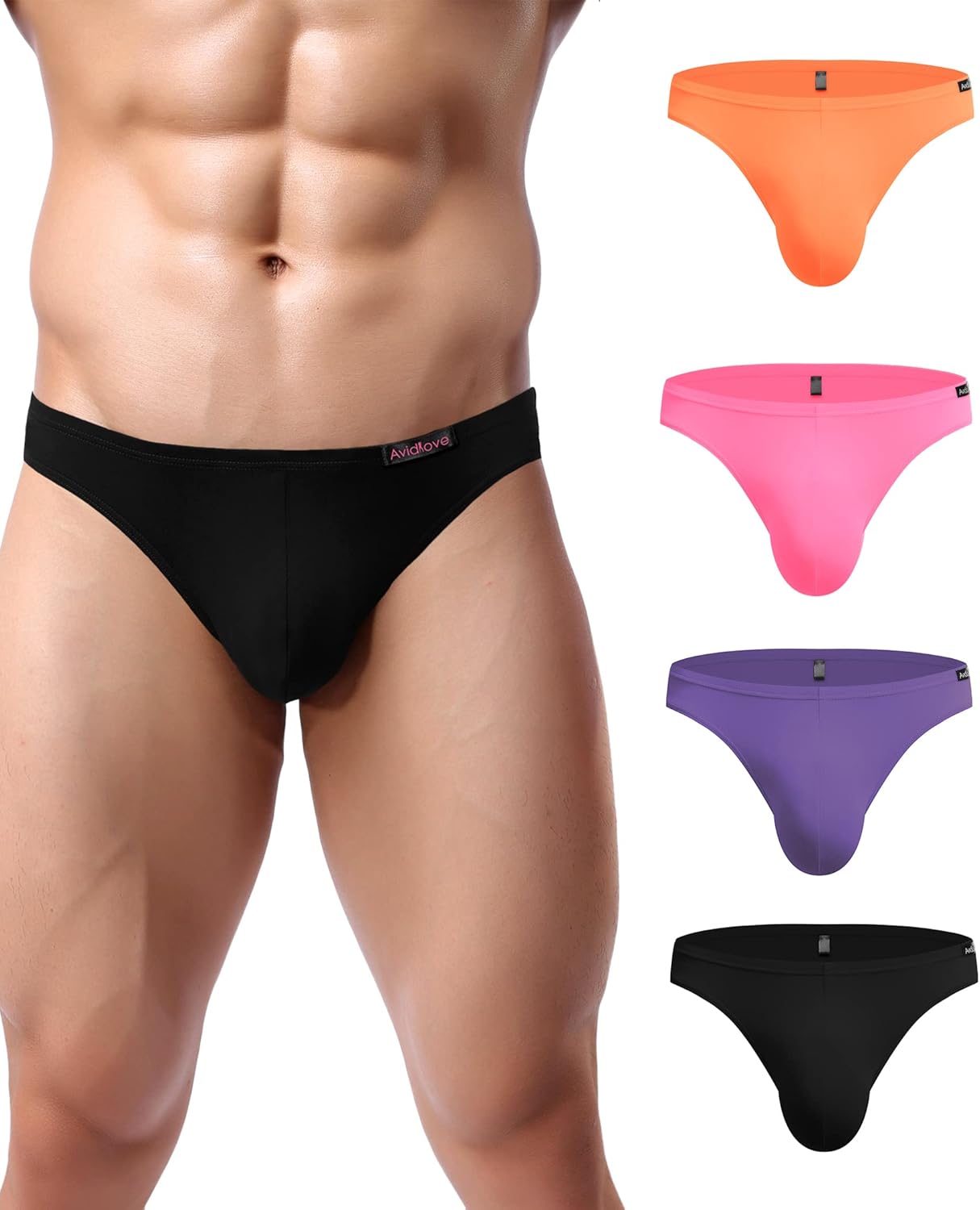 Avidlove Mens Bikini Underwear Low Rise Briefs Microfiber Underpants 4 Pack
