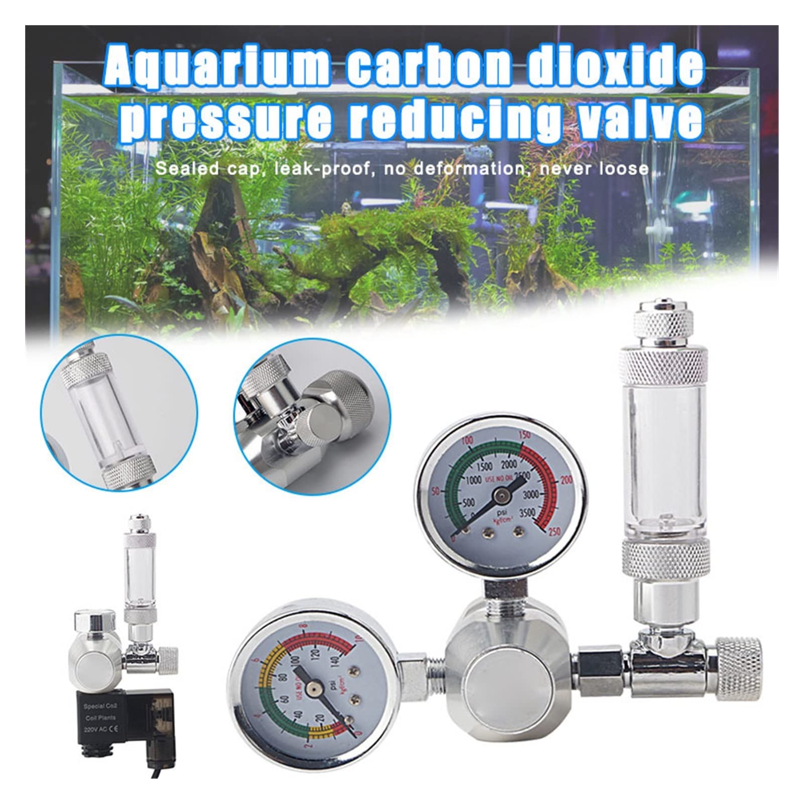 Wskaźnik regulatora CO2 Regulator akwarium CO2 zawory redukujące dwutlenek węgla trwałe bezpieczne dla akwarium na hodowlanie akwarium dla piwa domowego z beczki (Color : Green)
