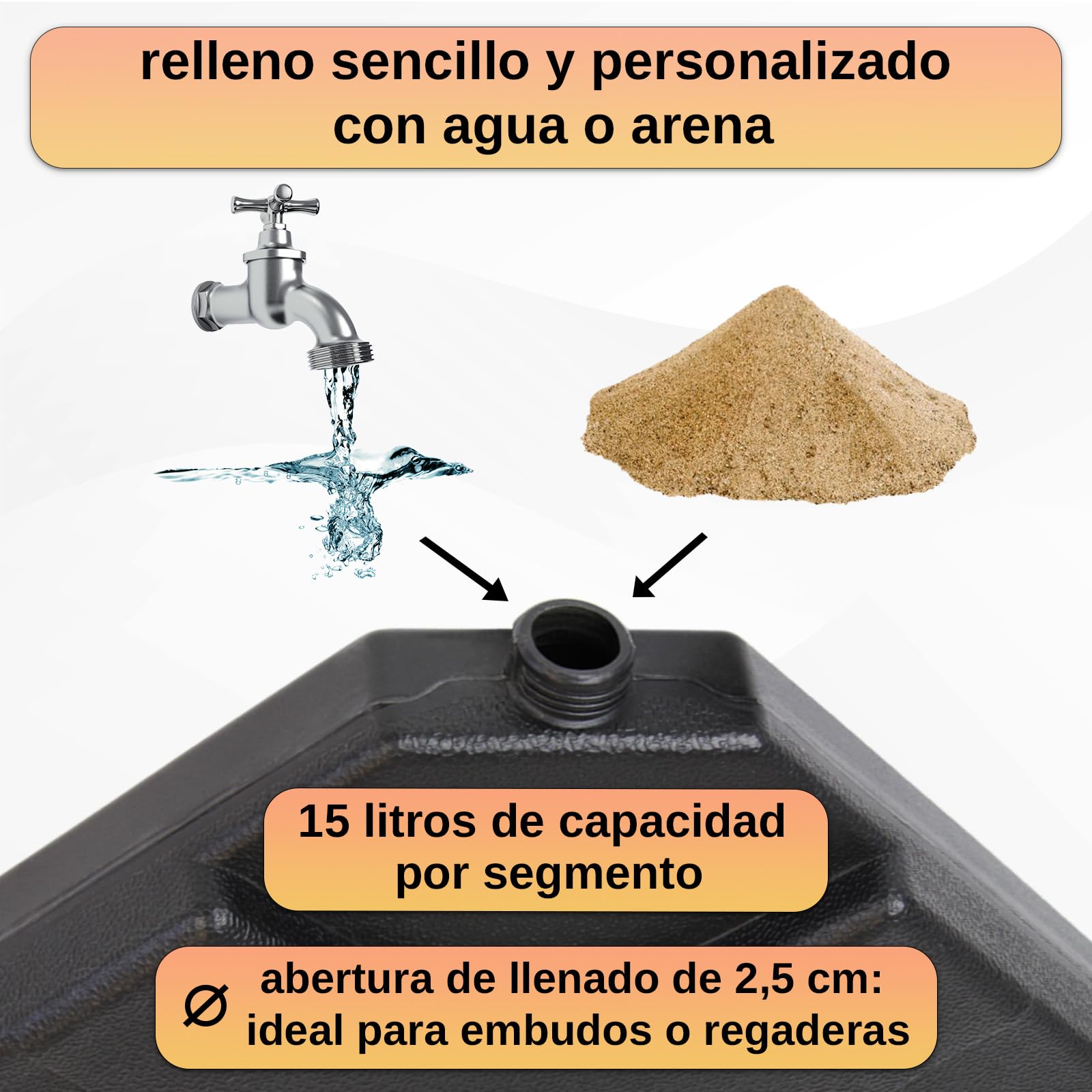 Montafox Peso de la sombrilla Base para sombrilla 4 Partes por Parasol Base Cruzada Negro 60 litro / 100 kg - para llenar de Agua o Arena