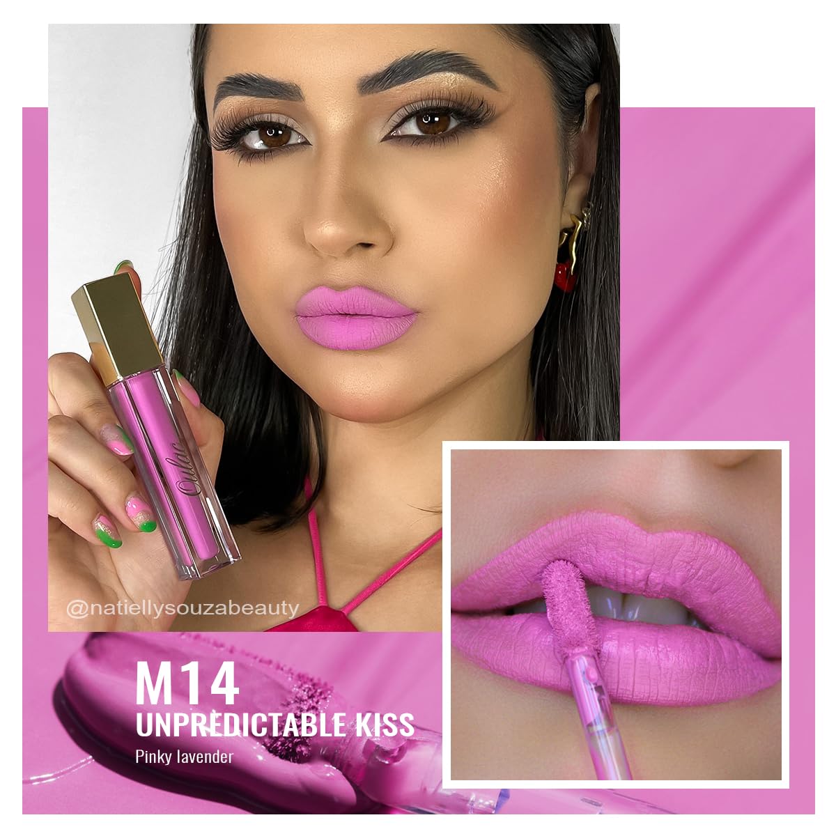 Oulac Matte Liquid Dark Red Lipstick for Women, Long Lasting Lip Stain, Waterproof Highly Pigmented Creamy Formula Lipstick with Vitamin E, Vegan, 4.5ml (M18) — view 53