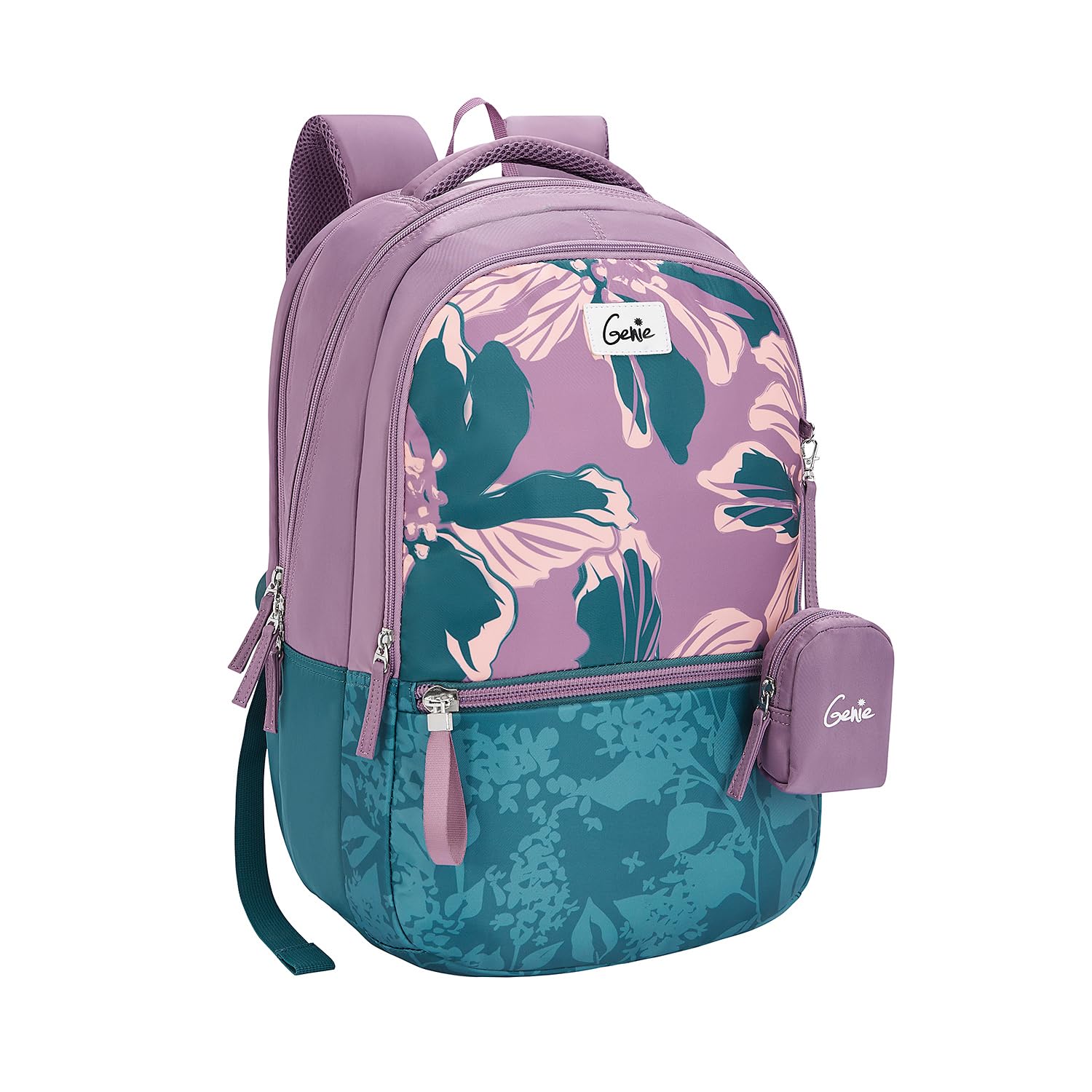 Genie School Backpack for Girls |19 In-36 Ltr with Three Compartments, Side Pockets and Light Weight with Padded Shoulders |Best for Books,Stationery,Lunch Box & Essentials