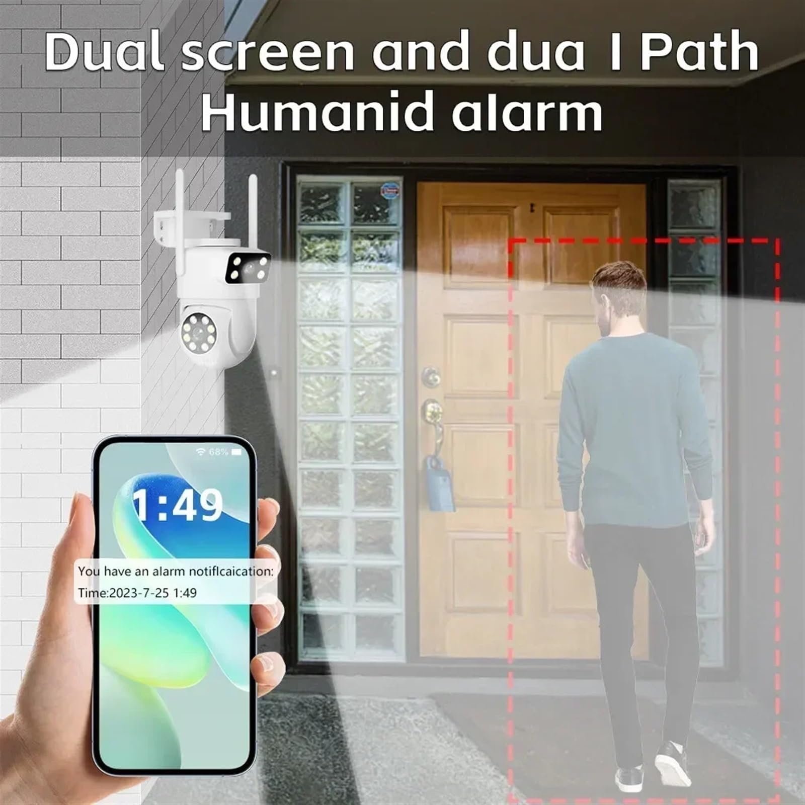 Telecamera Wifi Esterno, Telecamera PTZ a doppia lente 4K 8MP Full HD doppio schermo Ai Human Auto Tracking Telecamera di videosorveglianza di sicurezza esterna da 4MP ,Sicurezza, Antifurto(8MP No SD