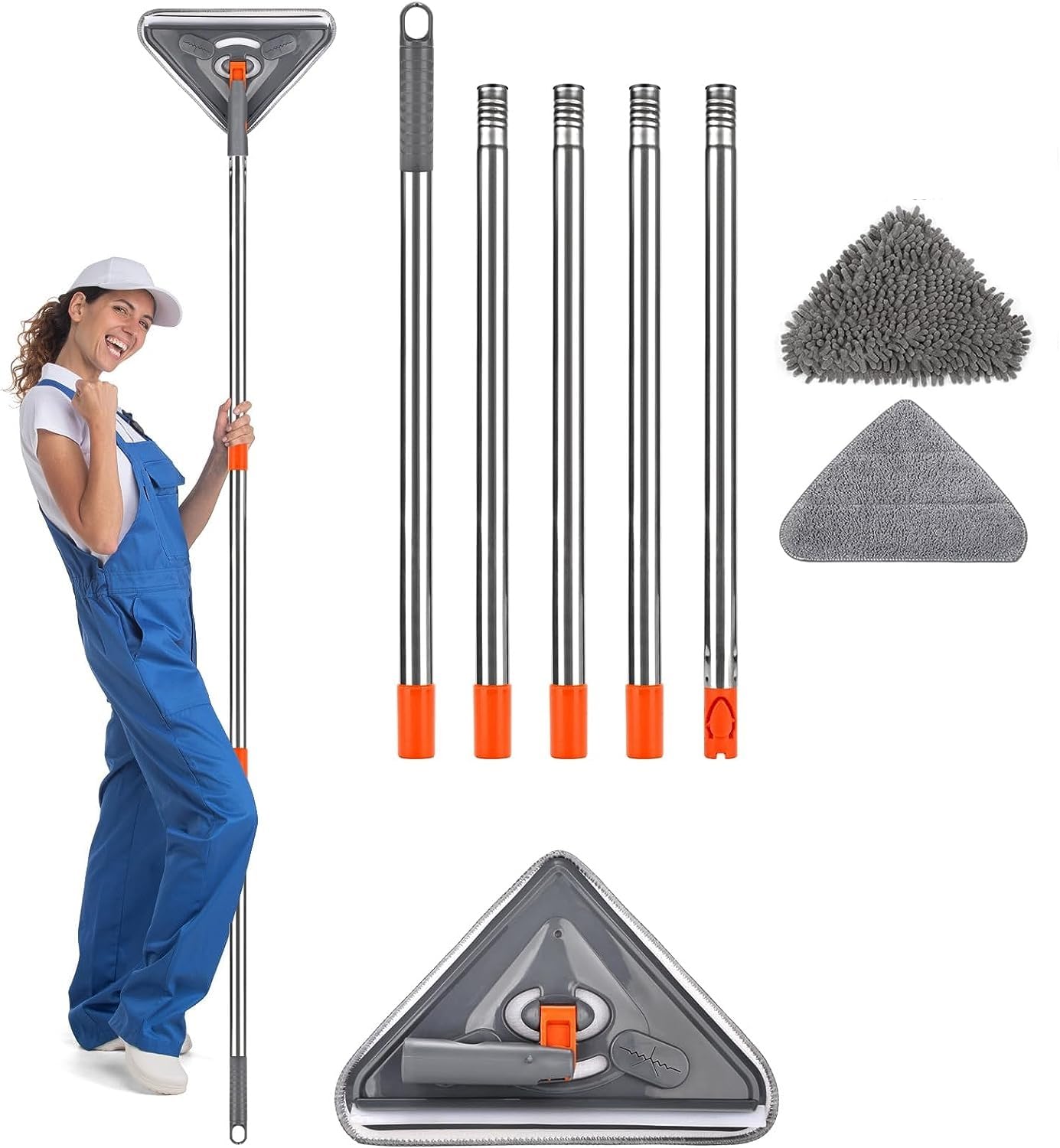 Calyrex Wall Cleaner with Long Handle, 75inch Wall Mop for Cleaning with 3 Mop Heads and Extension Pole, 360° Rotating Microfiber Dust Mop for Washing Walls, Ceiling, Floor, Window (B0CPBTG3CB) Amazon Price History, Amazon Price Tracker