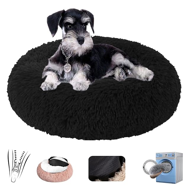 Rechteckig Cama para Mascotas Redonda Rosquilla Cama de Felpa ​Mascota Calmante, Portátil