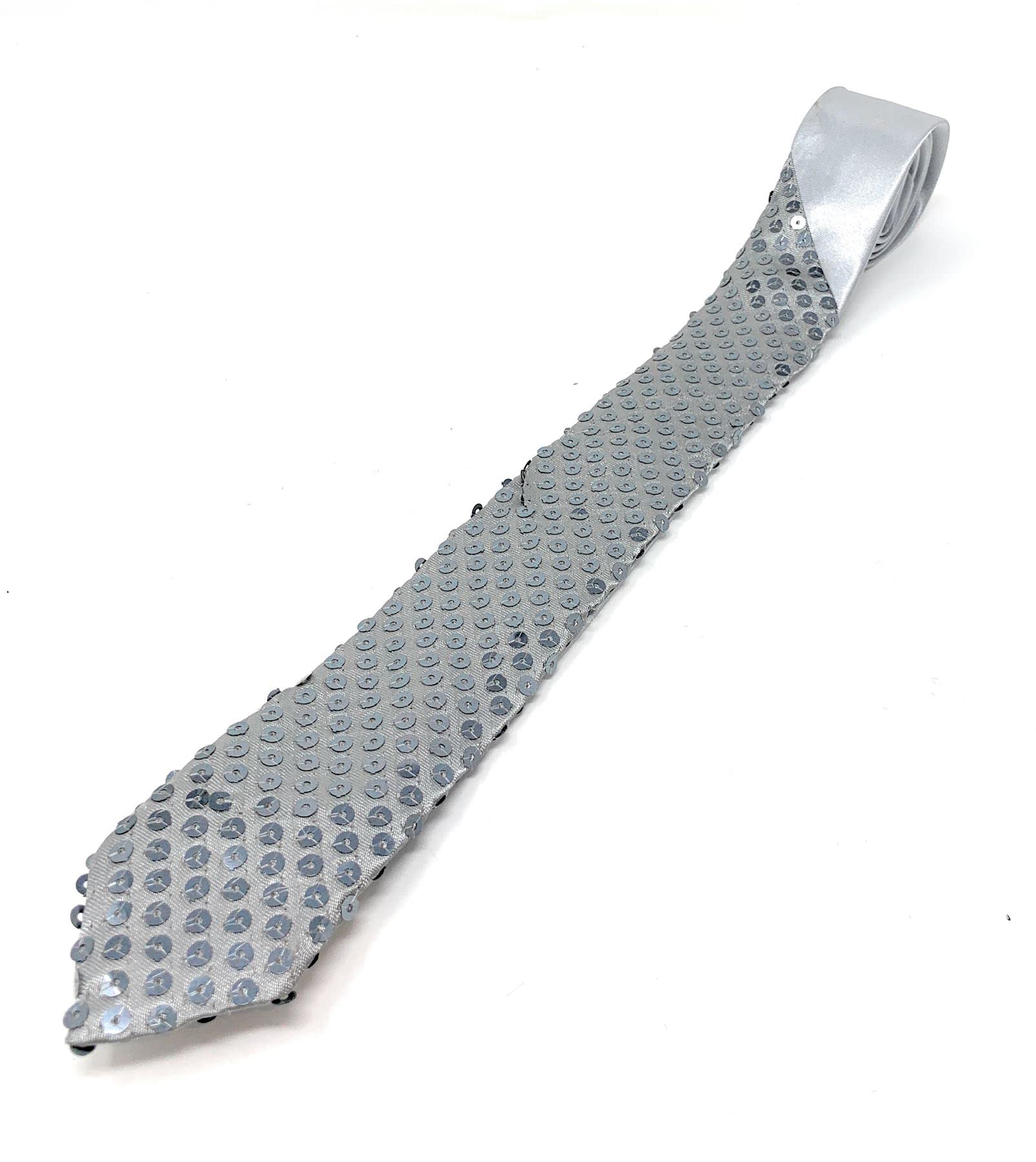 Cadoline Men's Silver Sequin Polyester Fancy Dress Tie 38 X 8Cm