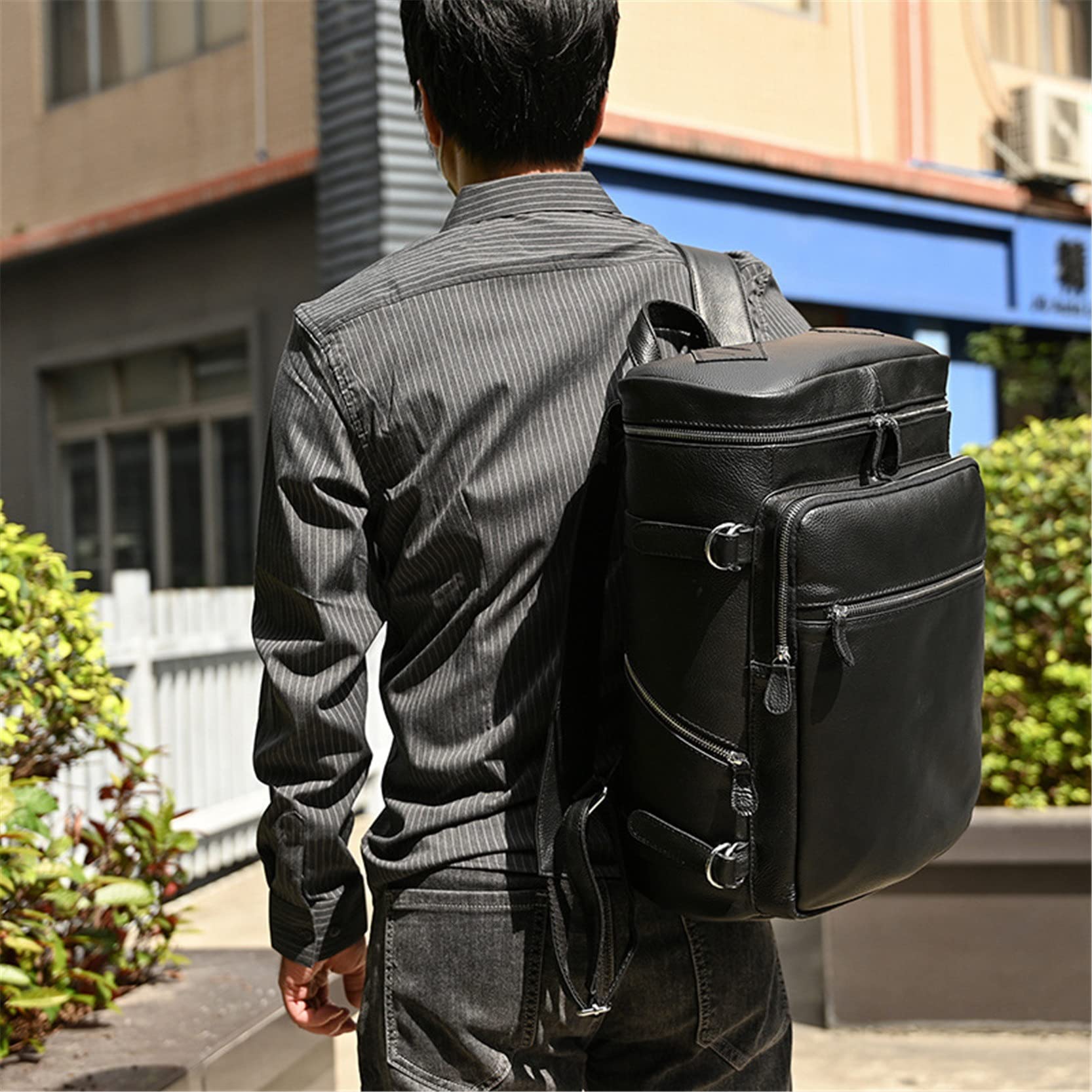 Laptoptasche Rucksack Herren Arbeit Schulrucksack, Herren Vintage Echtes Leder Rucksack 15,6 Zoll Laptop Tasche Mode College Tasche Große Kapazität Computer Rucksack Reise Daypack für Business/Schule/