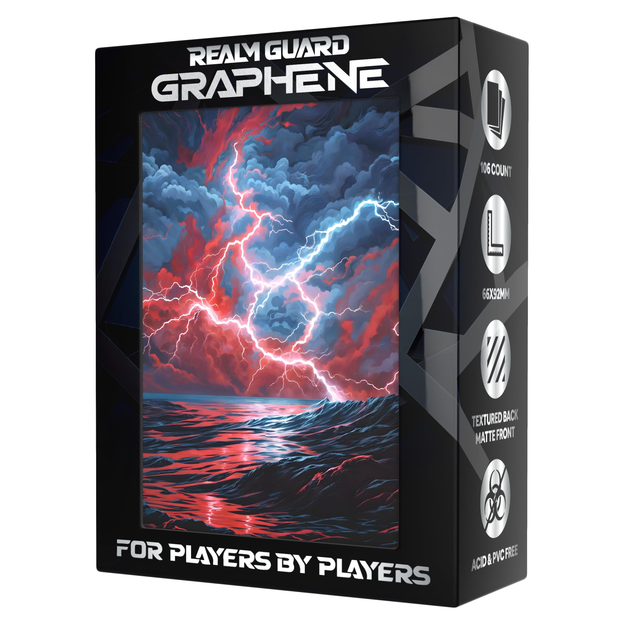 Realm Guard Graphene -100ct Textured Matte TCG/MTG Art Sleeves (Red/Blue Storm)