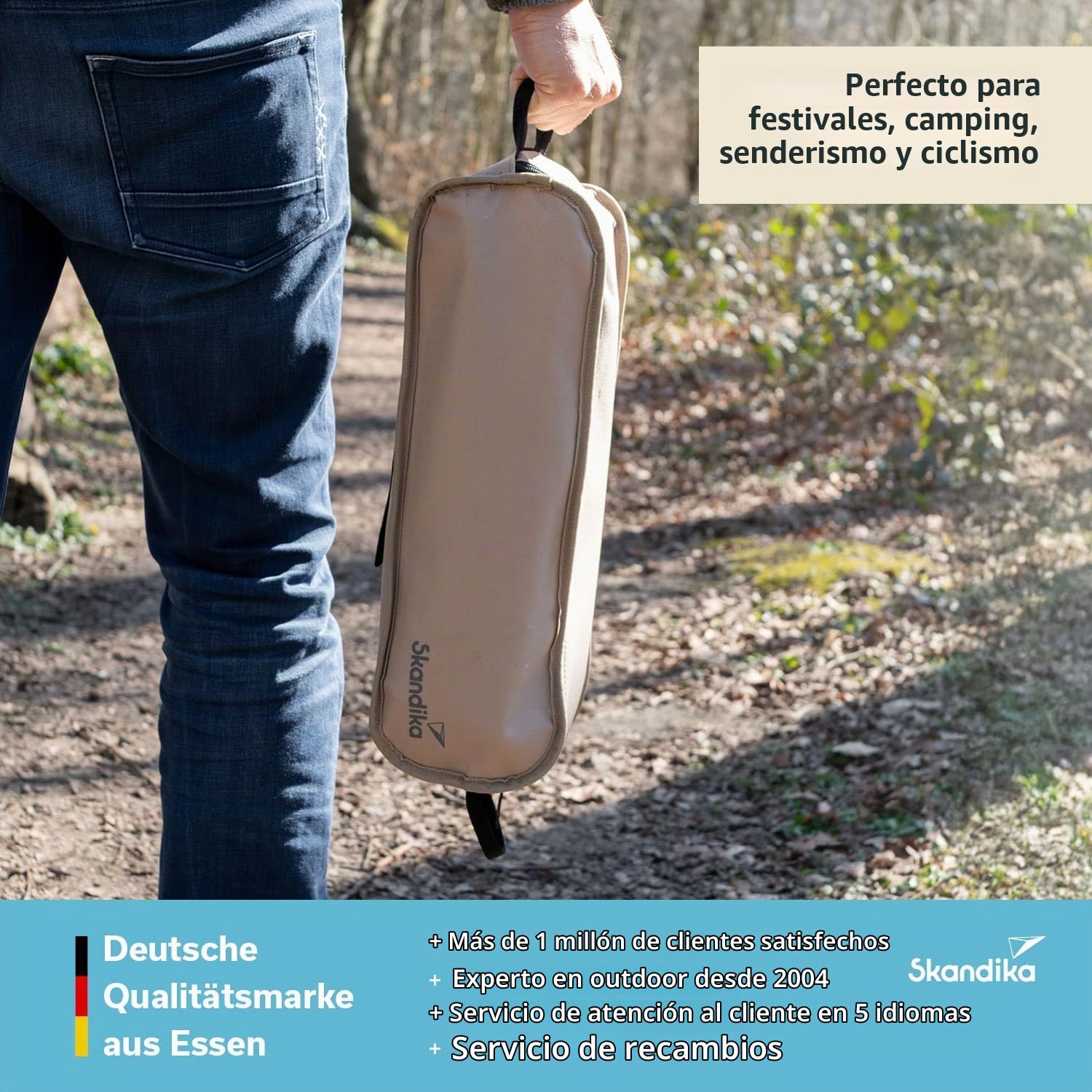 skandika Silla de Camping Solig - Silla Plegable | hasta 120 kg - Estructura de Acero, Respaldo Acolchado - Inserciones de Malla (Beige)