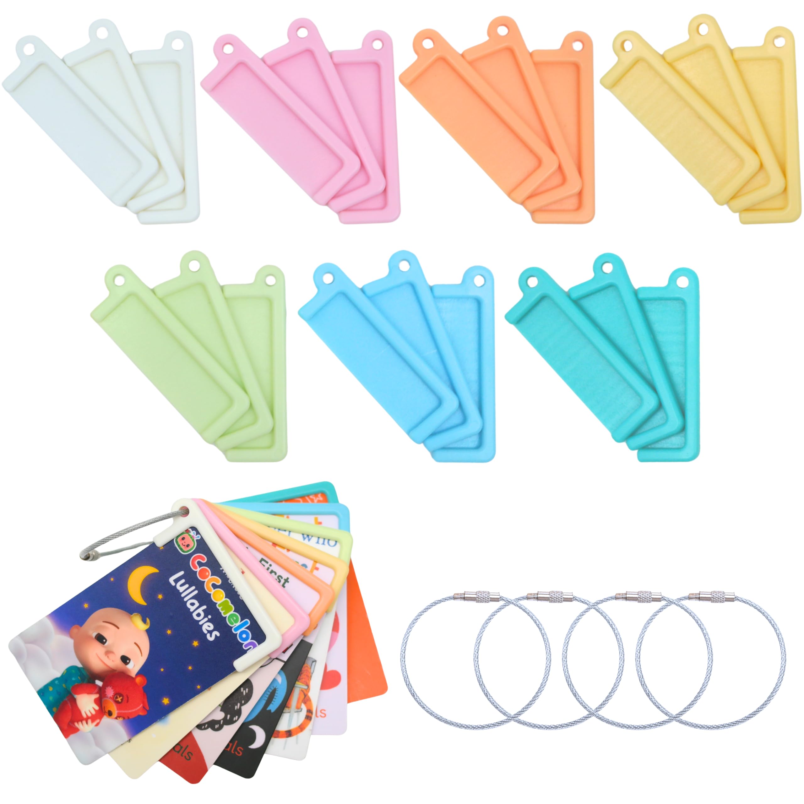 21 Pcs Card Holder for Yoto Cards with 2 Ring Loops, Reusable Portable Yoto Card Holder Ring Set, Audio Story Card Storage Organizer, Accessories Compatible with Yoto Mini Player