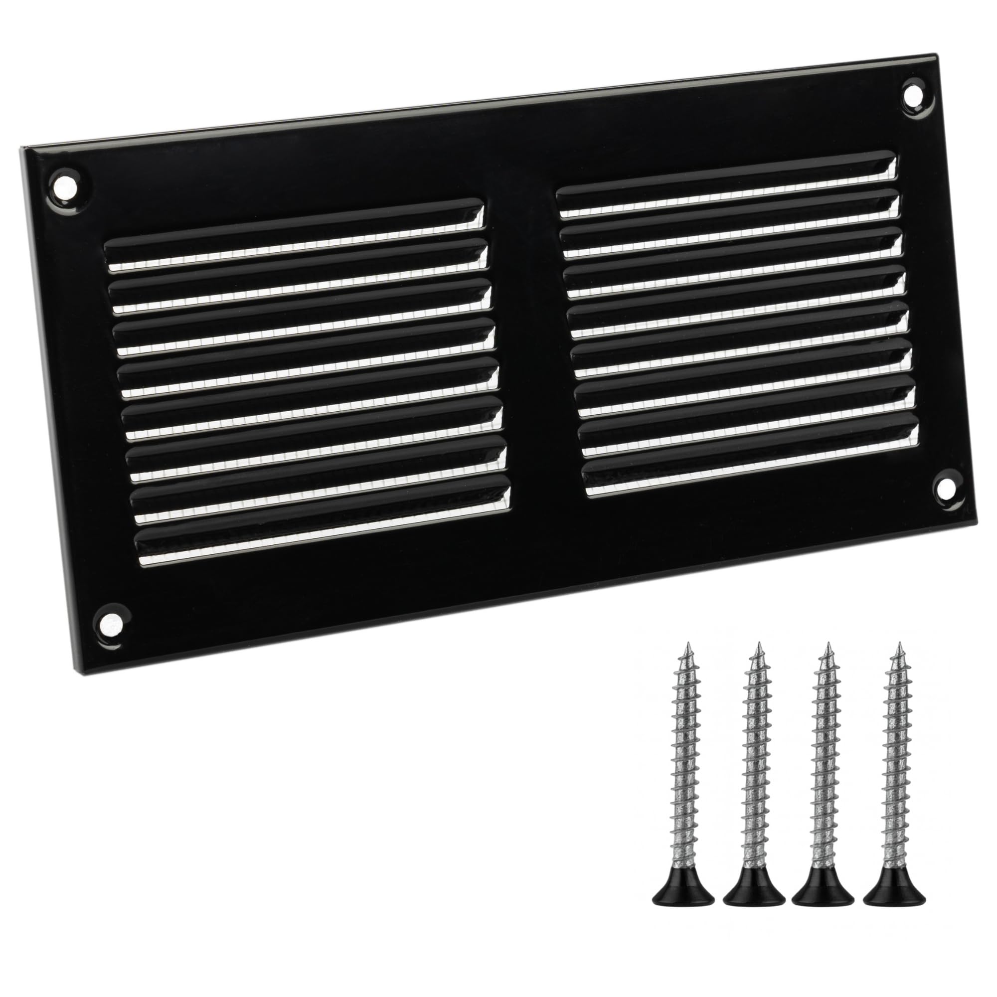 TURvent 6x2 Vent Cover (Duct Opening) - Black HVAC Return Air Grille for Wall and Ceiling - Metal AC Vent Cover with Mesh - Rectangular Ventilation Register - External Dimensions: 7,87" W x 3.94" H