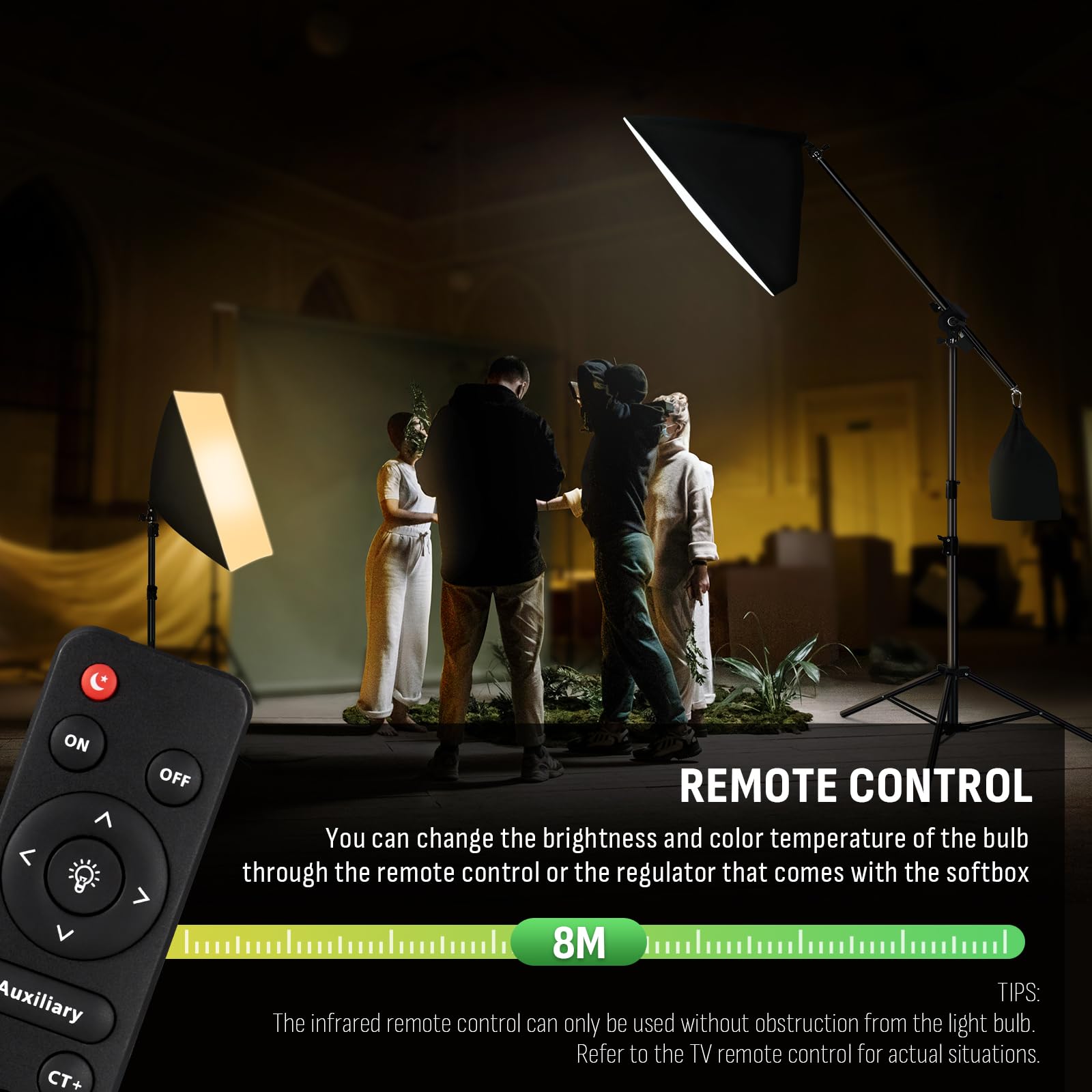 Boîte à Lumière Niceveedi 50 x 70 cm, Kit D'éclairage Photographique avec Trépied de 203 cm et Perche de 150 cm, Softbox Vidéo 85 W avec Ampoule 2700K-6500K, pour Enregistrement vidéo (2-Pack)