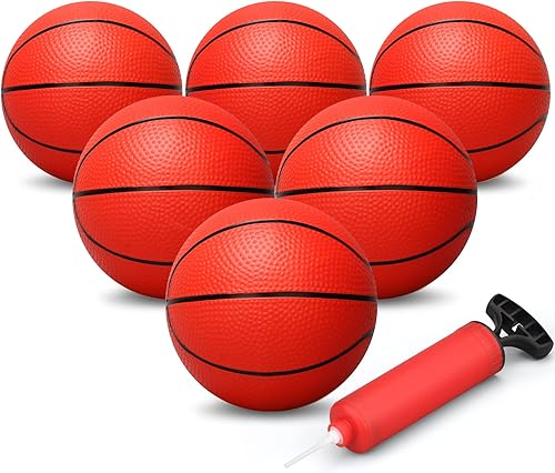 Miniatura 10 de Dilabnba Balón de baloncesto de goma de 6 pulgadas, mini pelota de juguete colorida para niños, pelotas de baloncesto para niños con bomba, deportes