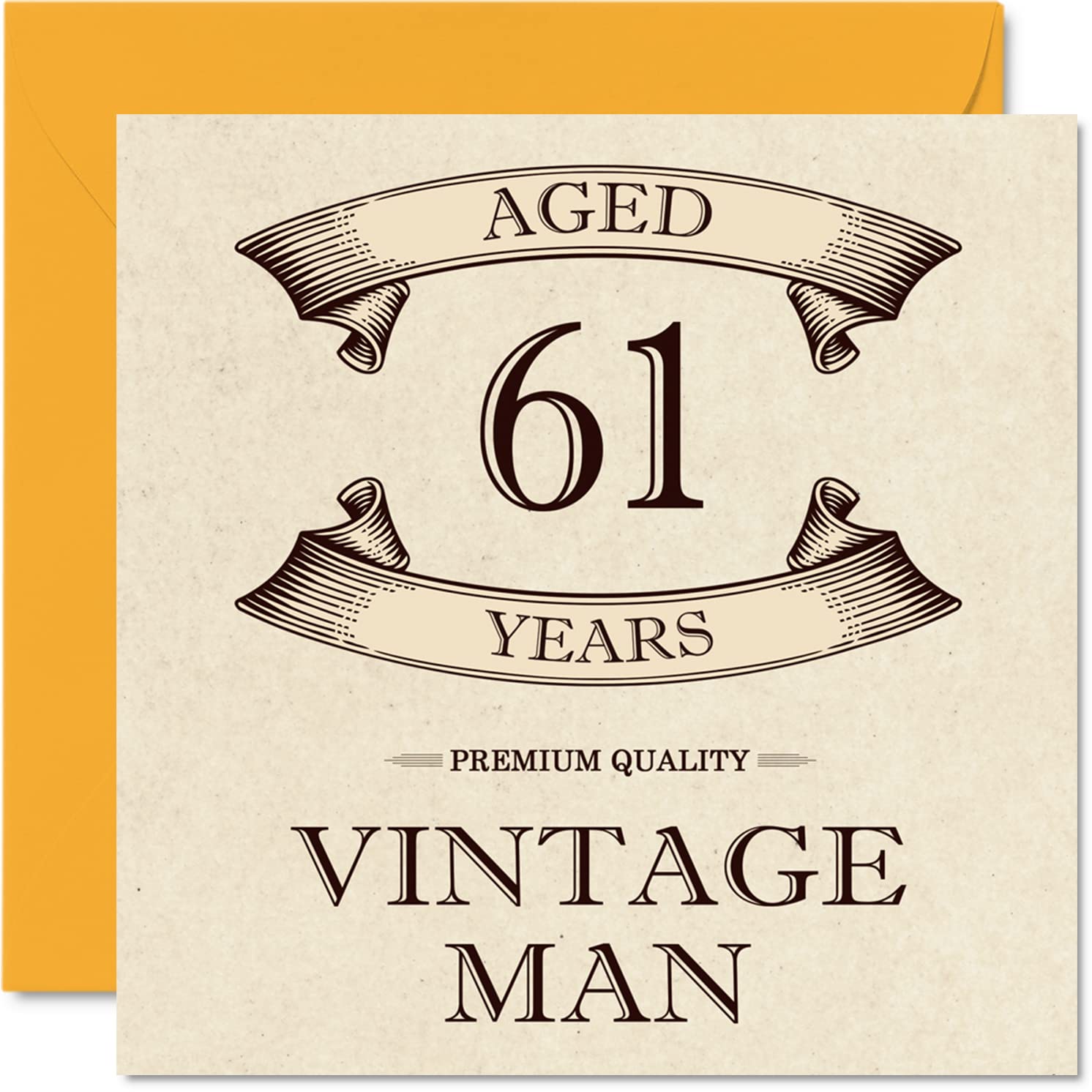 Vintage 61st Birthday Cards for Men - Aged 61 Years - Fun Birthday Card for Grandpa Dad Husband Boyfriend Uncle Brother Grandad, 145mm Greeting Cards, 61st Card