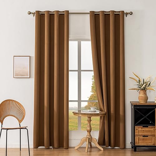Cortinas opacas con aislamiento térmico y ojales para dormitorio y sala de estar, 2 paneles, 52 pulgadas de ancho x 95 pulgadas de largo, textura de