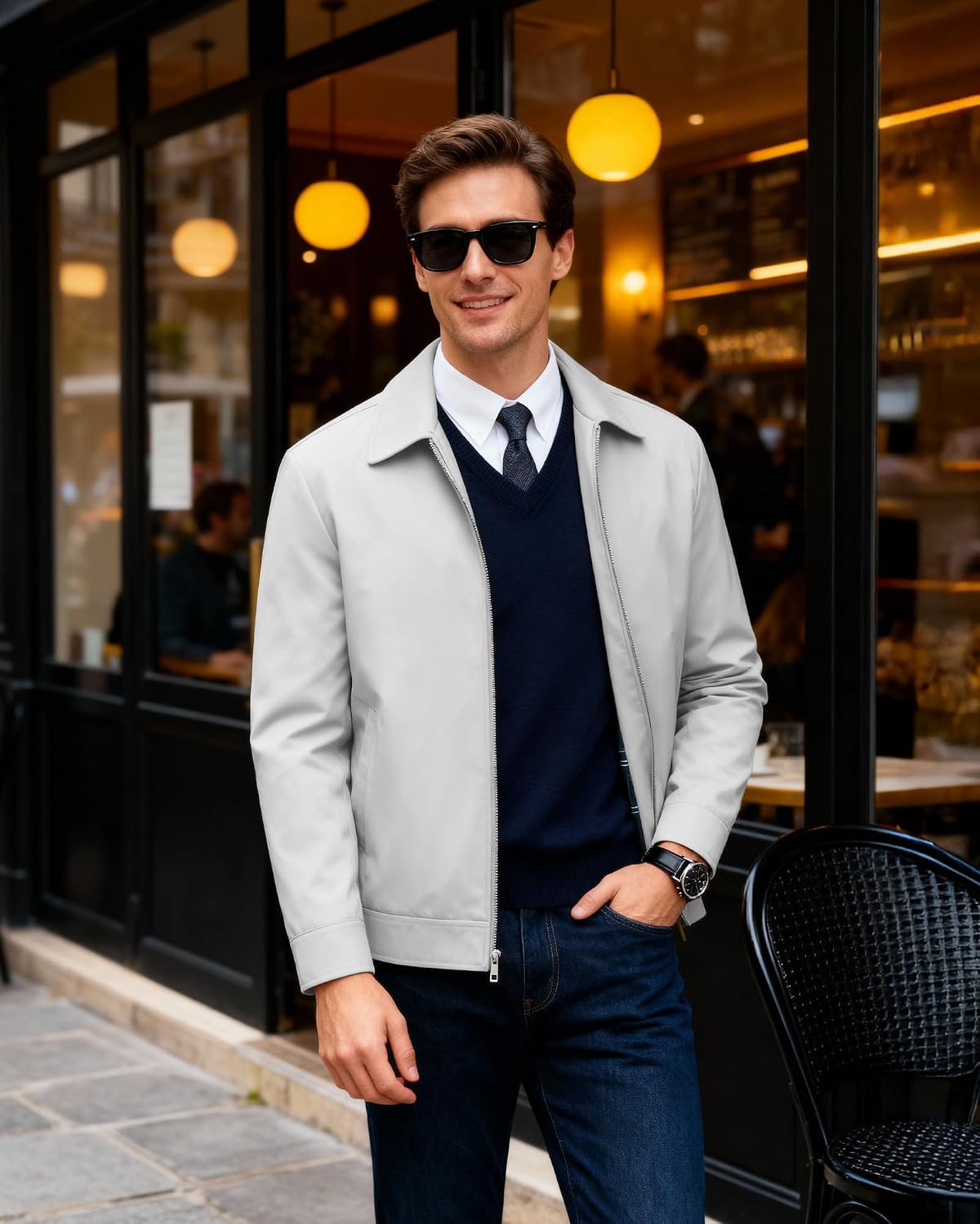 WULFUL Men's Lightweight Jackets Casual Windbreaker Stylish Light Golf Work Dress Business