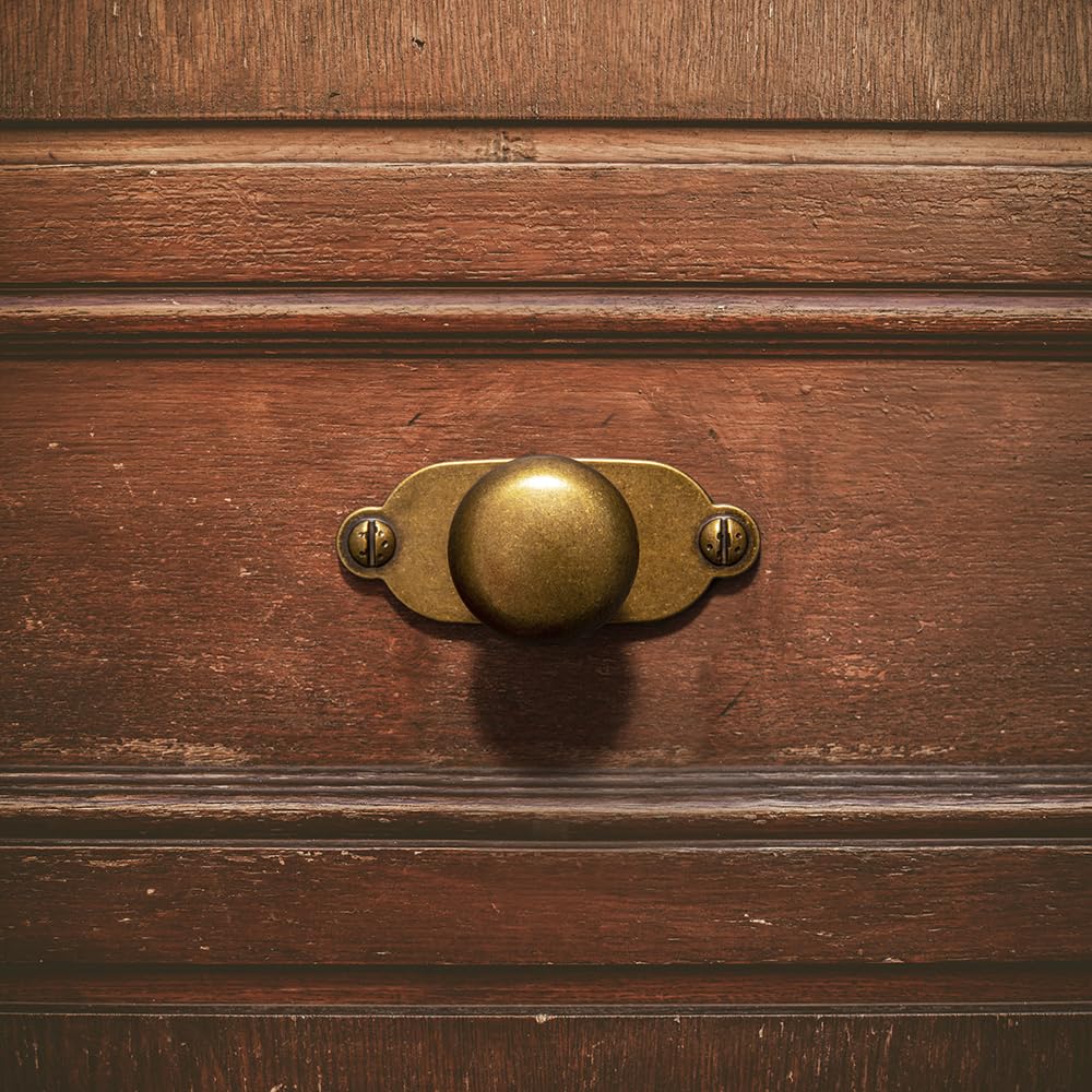 Goo-Ki Antique Brass Zinc Alloy Cabinet Knob with Backplate - Single Hole Center Cabinet Pull Hardware for Bedroom, Kitchen, 6 Pack(8611-G013) — Amazon image 4