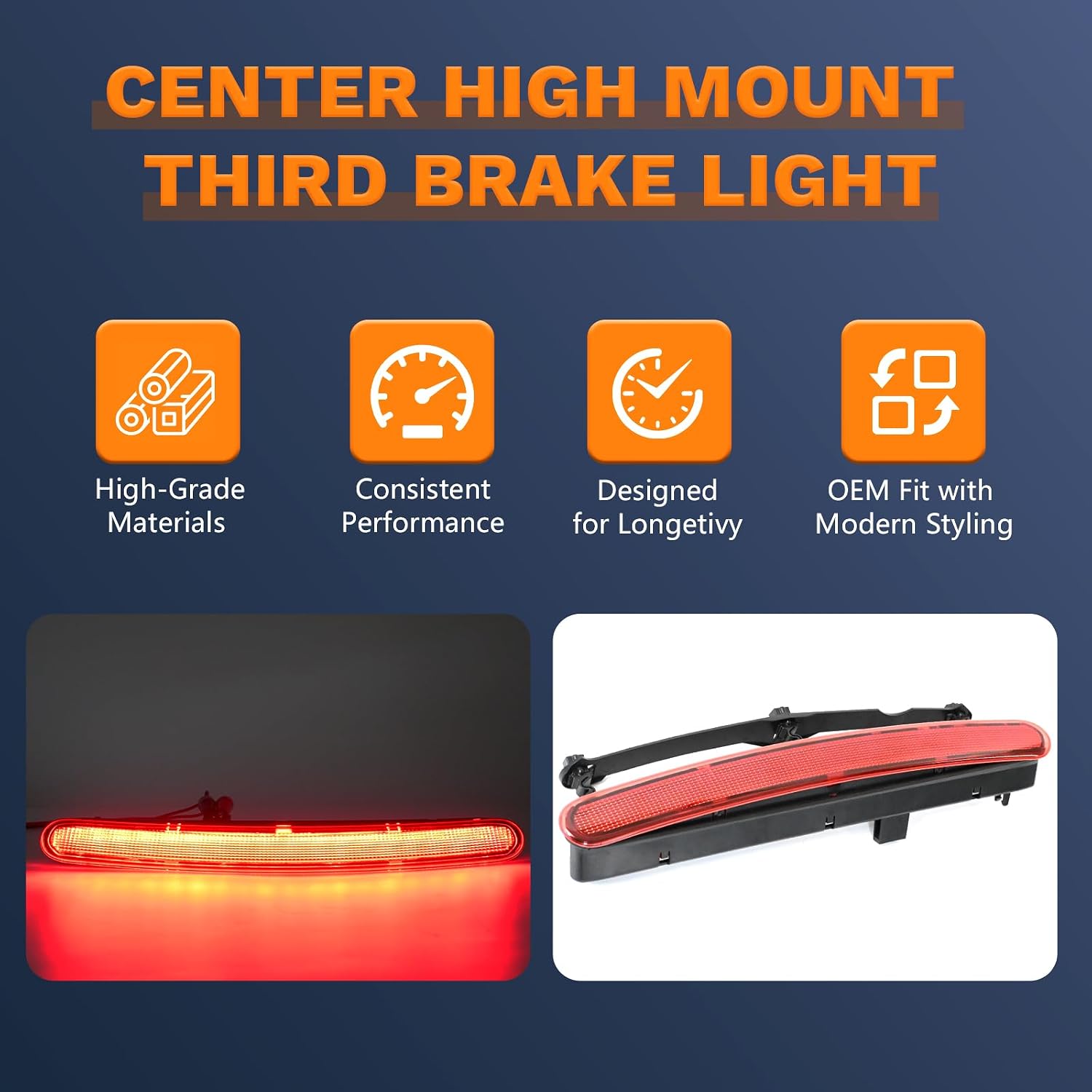Center High Mount Third 3rd Brake Stop Light Compatible with 1998-2010 Volkswagen Beetle Hatchback Replaces 1C0945097E 923-255