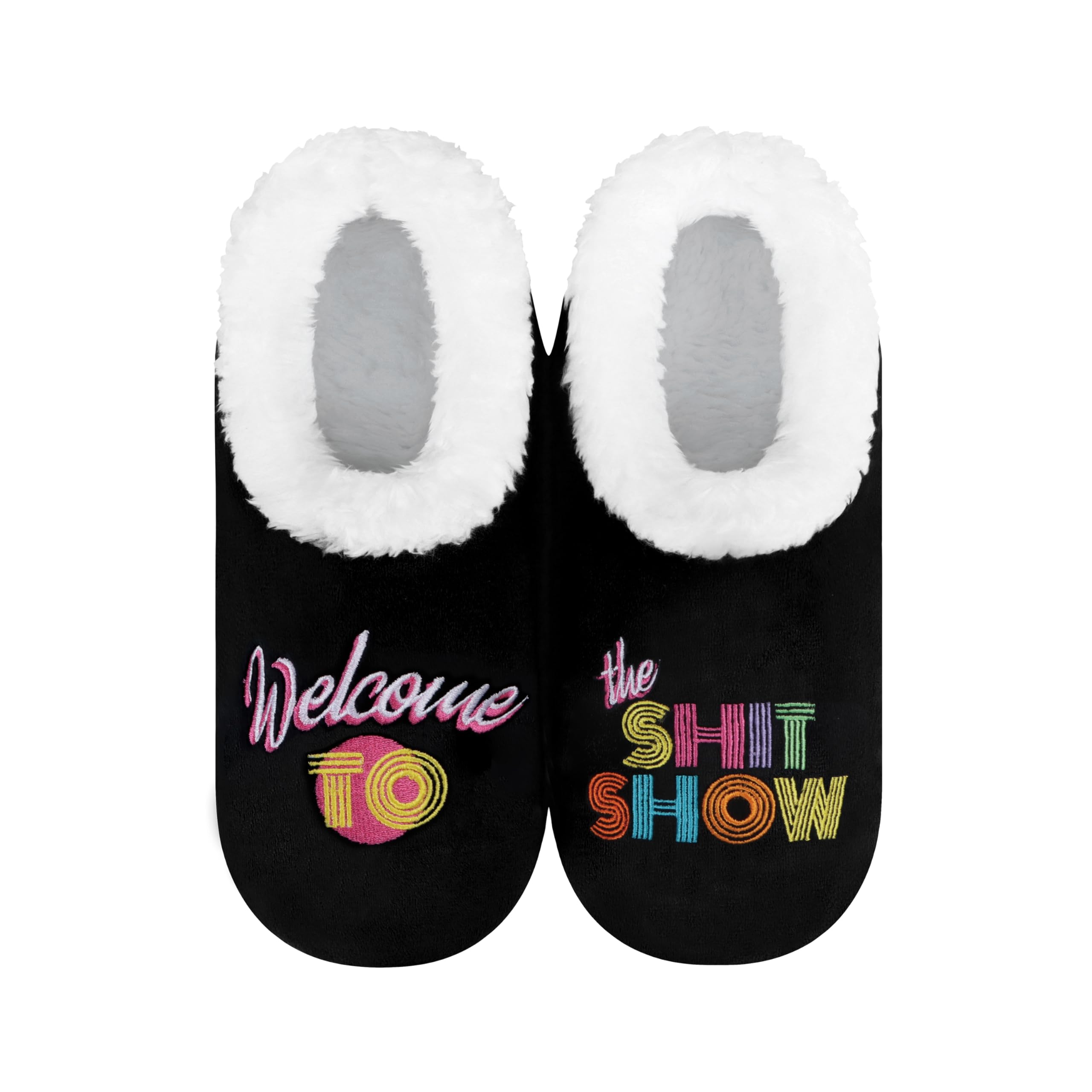 Snoozies Pairable Slipper Socks - Funny House Slippers for Women Non-Slip Fuzzy Slipper Socks